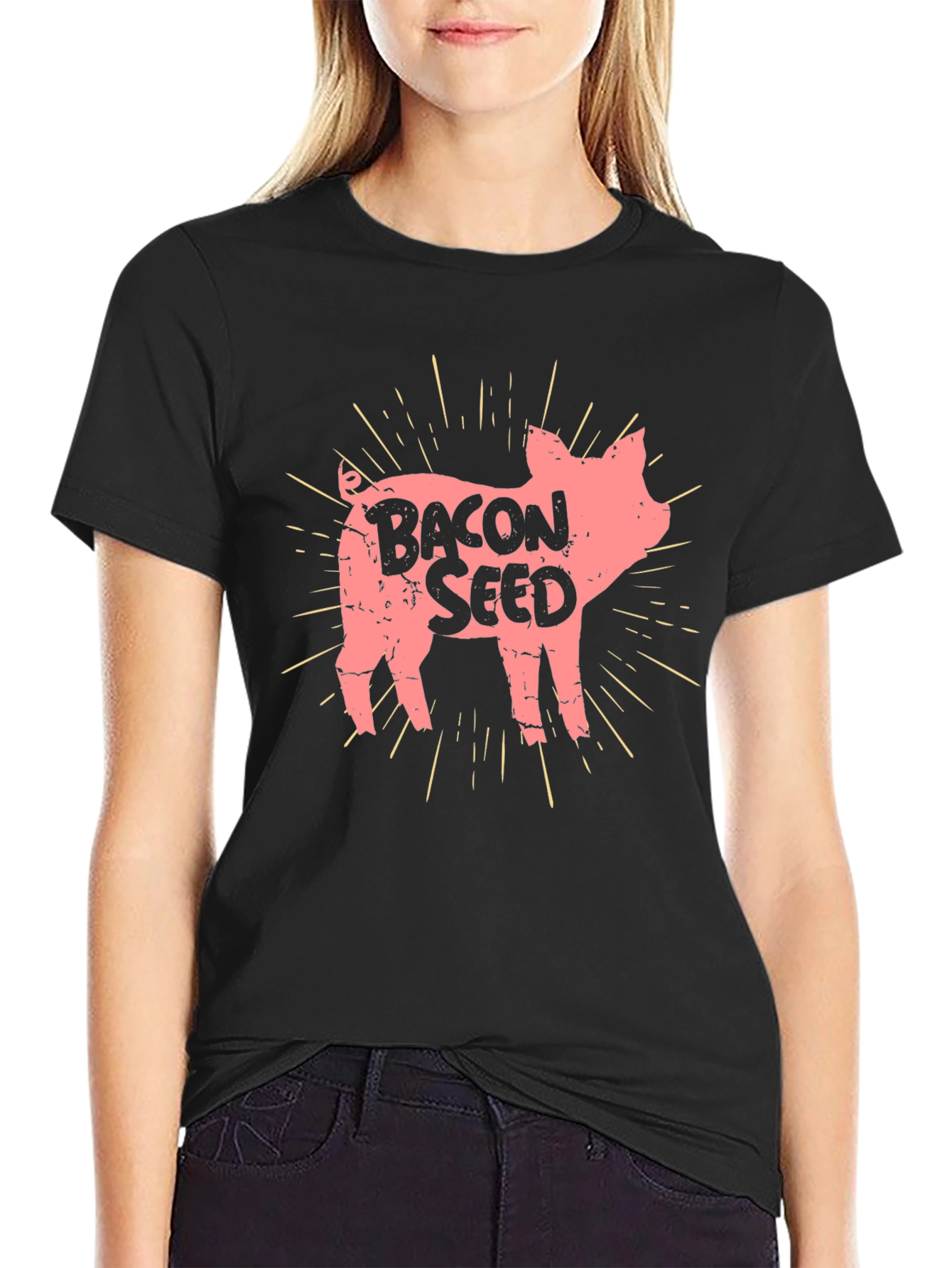 Bacon Seed Pig Graphic Tee - Unisex Black T-Shirt
