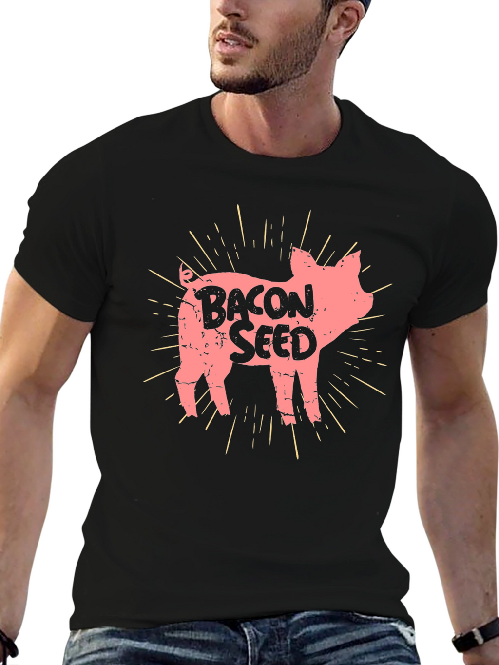 Bacon Seed Pig Graphic Tee - Unisex Black T-Shirt
