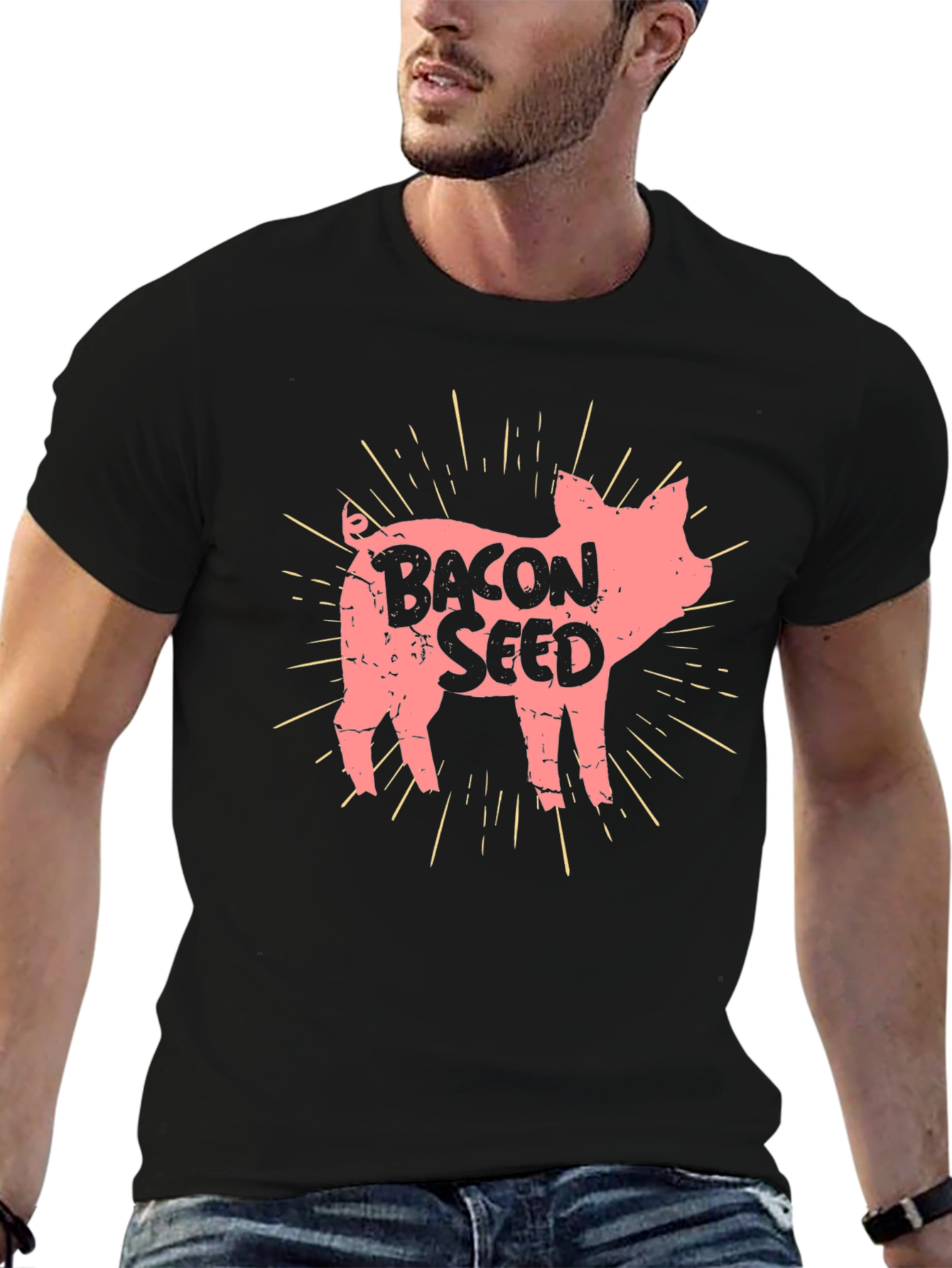 Bacon Seed Pig Graphic Tee - Unisex Black T-Shirt