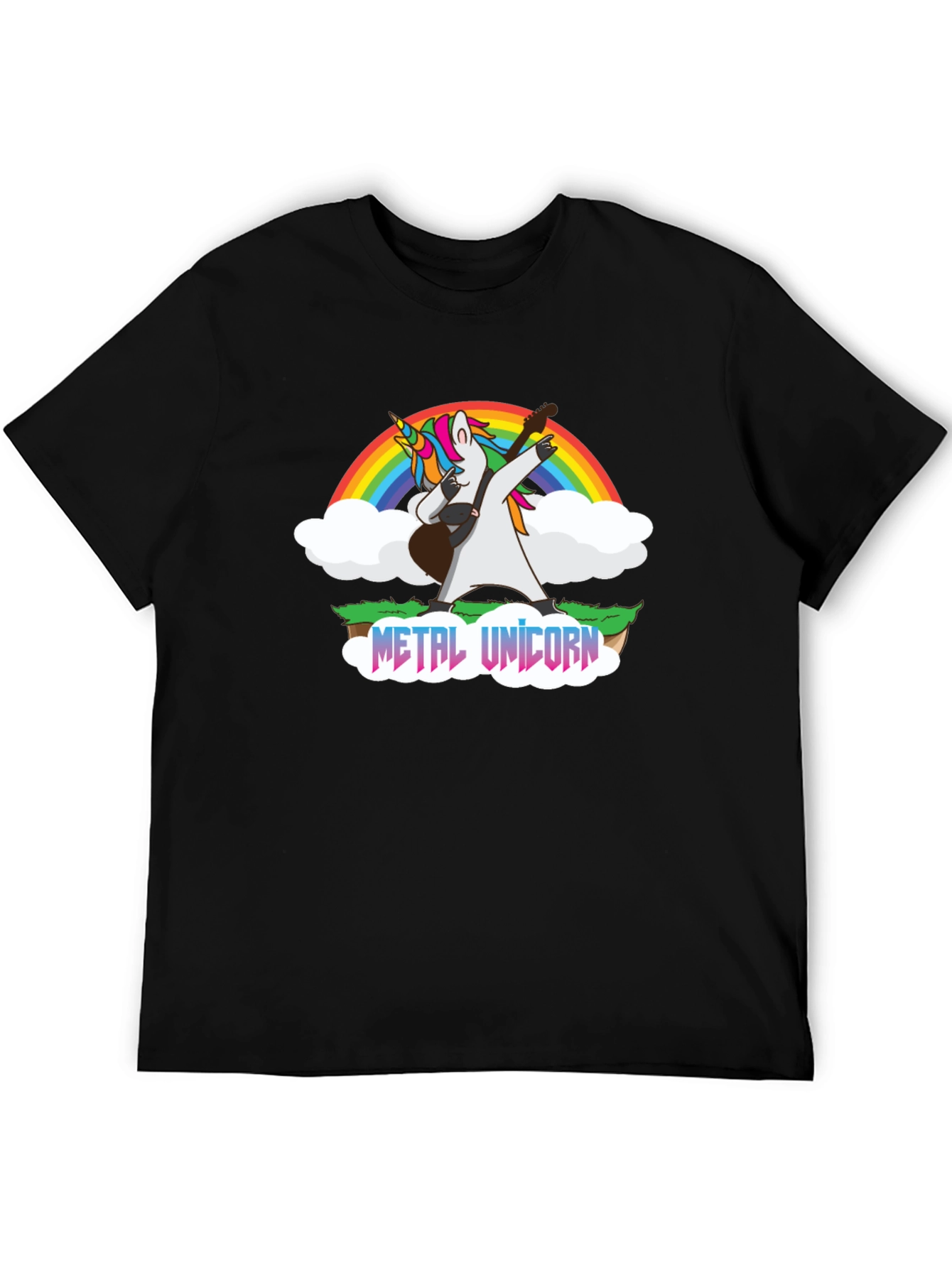 Metal Unicorn T-Shirt - Rainbow Guitar Dab