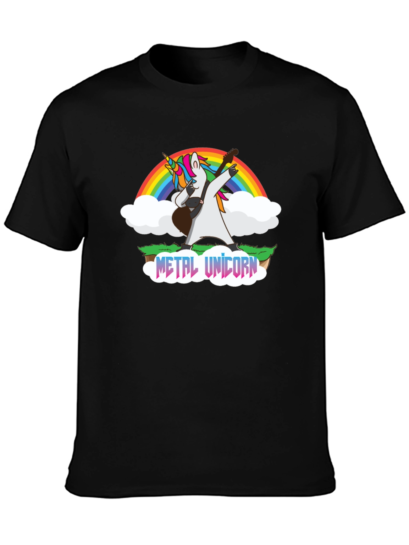 Metal Unicorn T-Shirt - Rainbow Guitar Dab