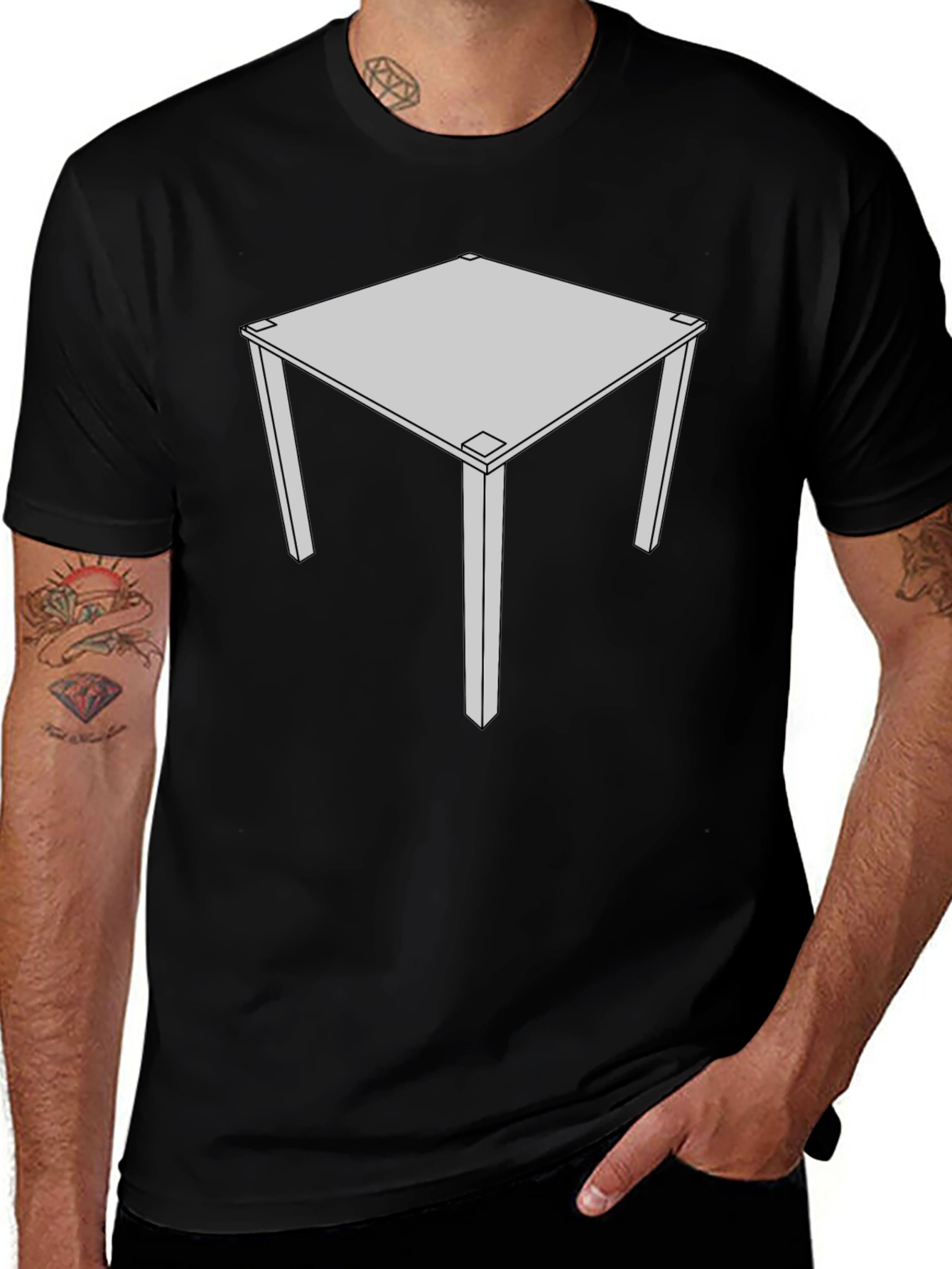Geometric Table Graphic Tee - Modern Style