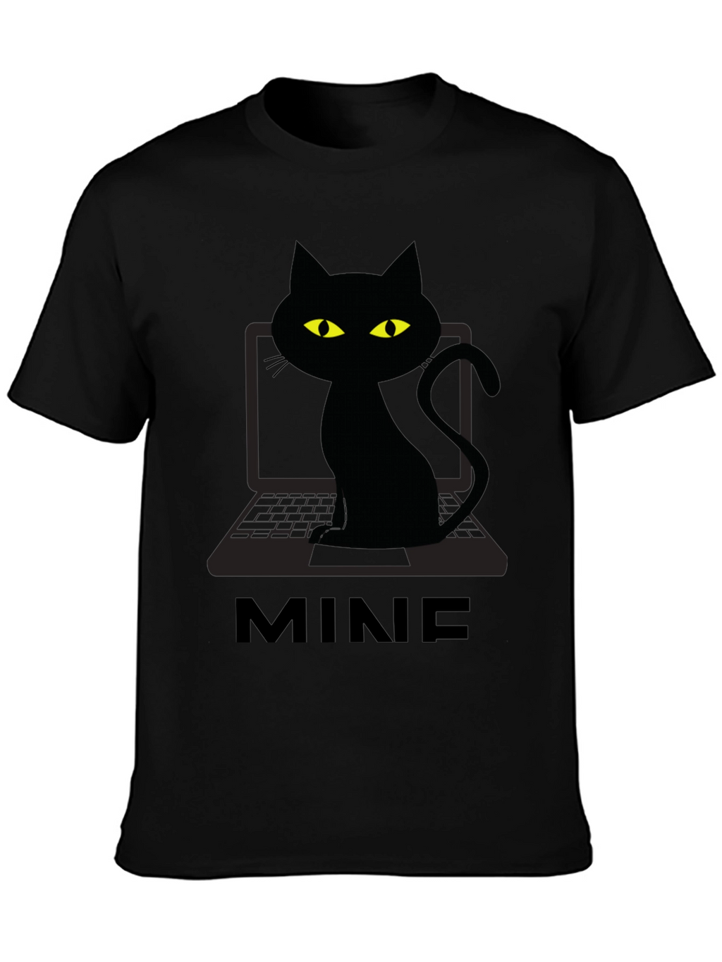 MINE Cat Laptop Graphic Tee - Black