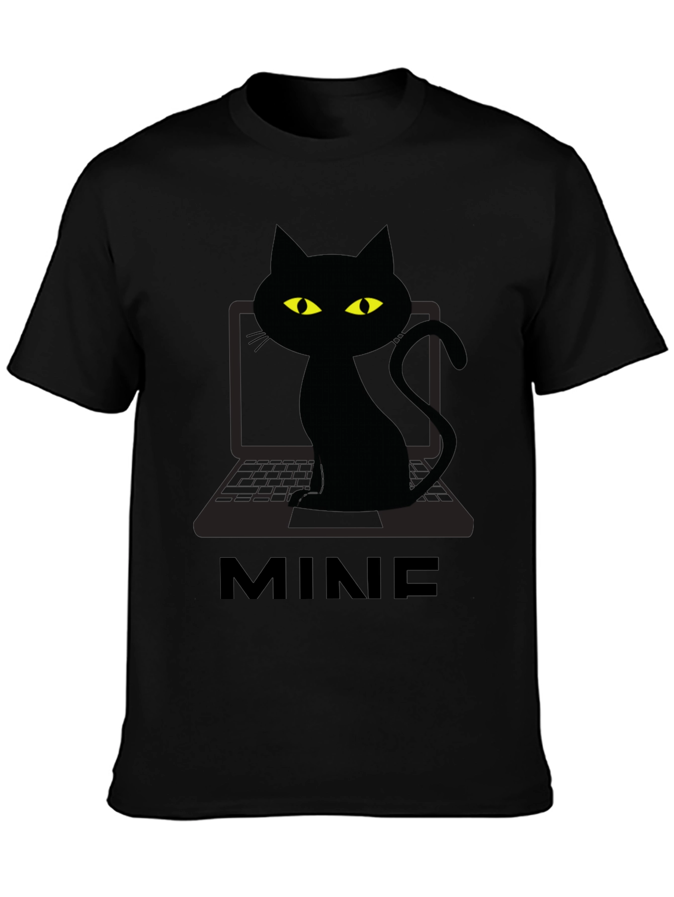 MINE Cat Laptop Graphic Tee - Black