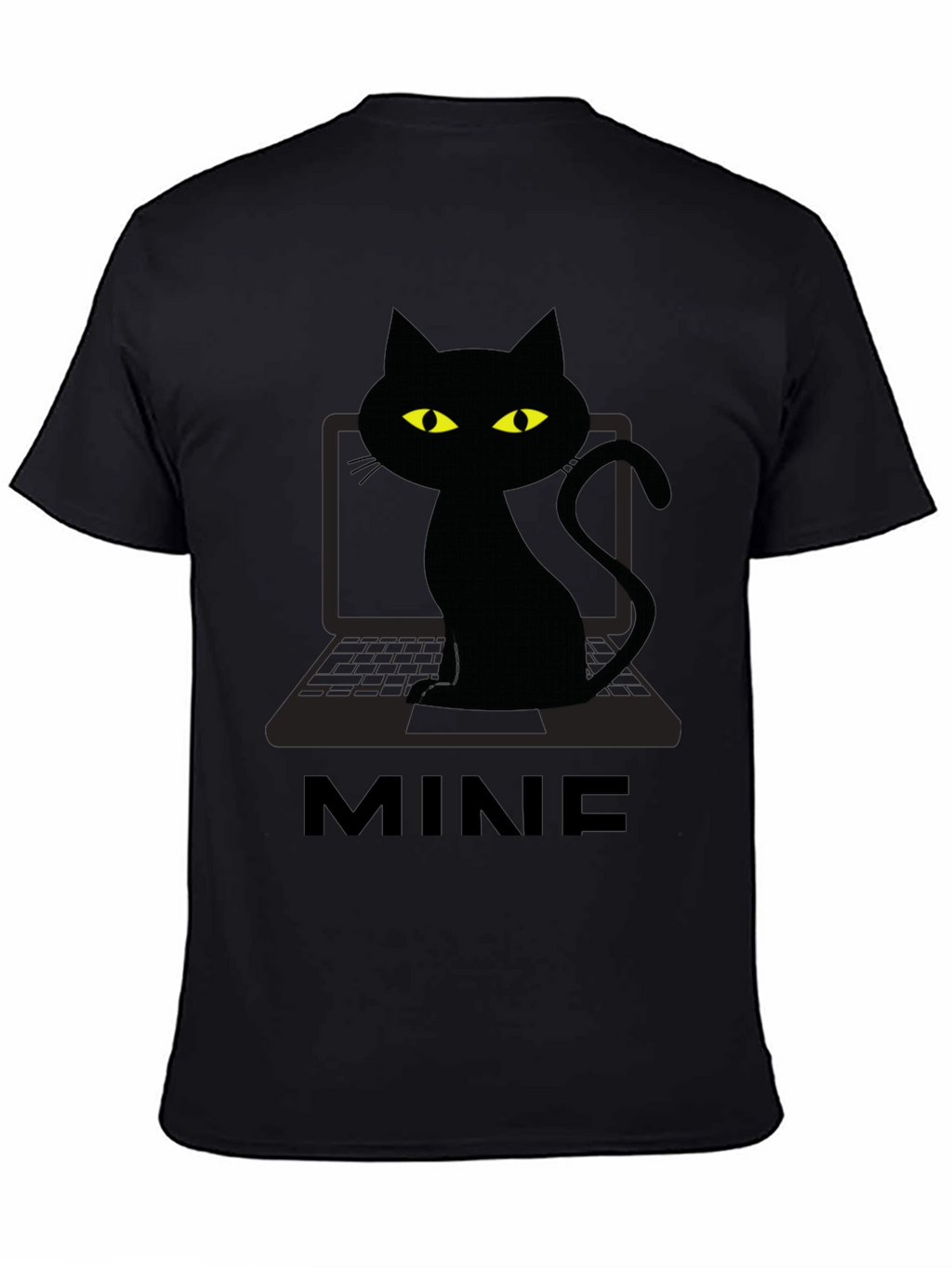 MINE Cat Laptop Graphic Tee - Black