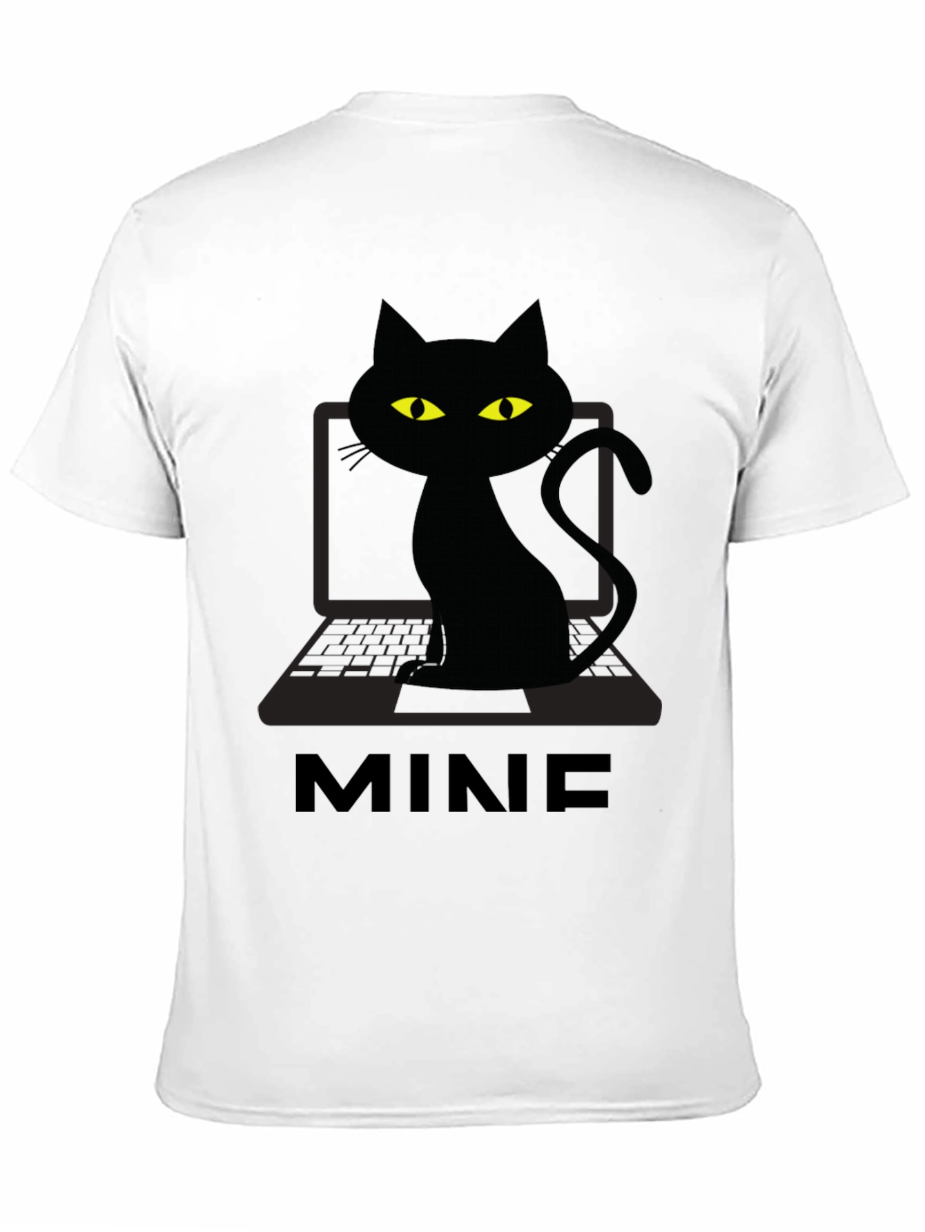 MINE Cat Laptop Graphic Tee - Black