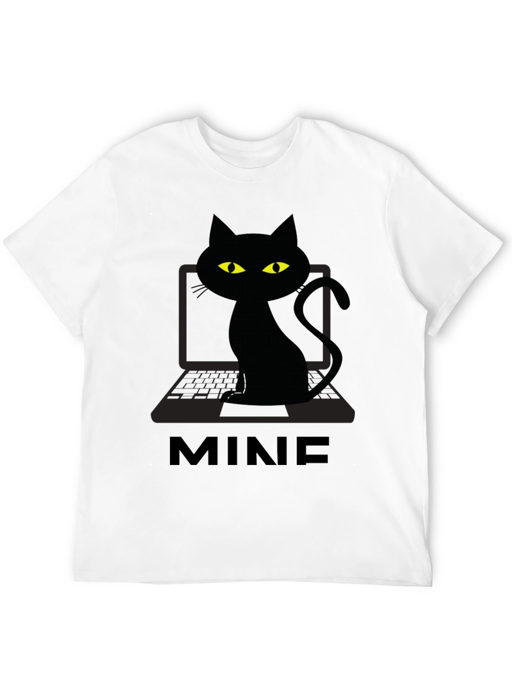 MINE Cat Laptop Graphic Tee - Black