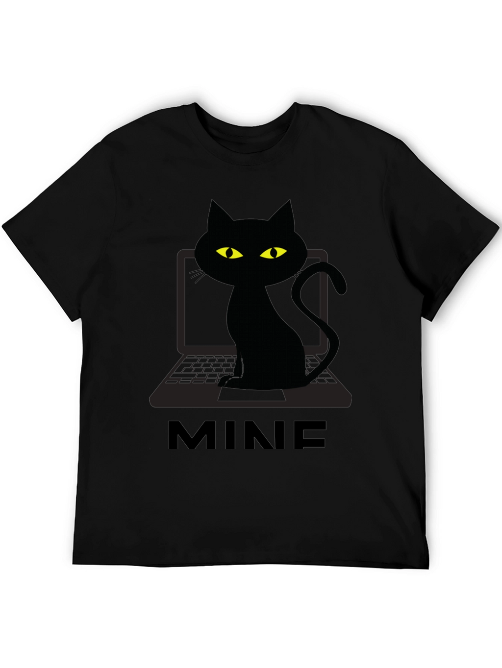 MINE Cat Laptop Graphic Tee - Black