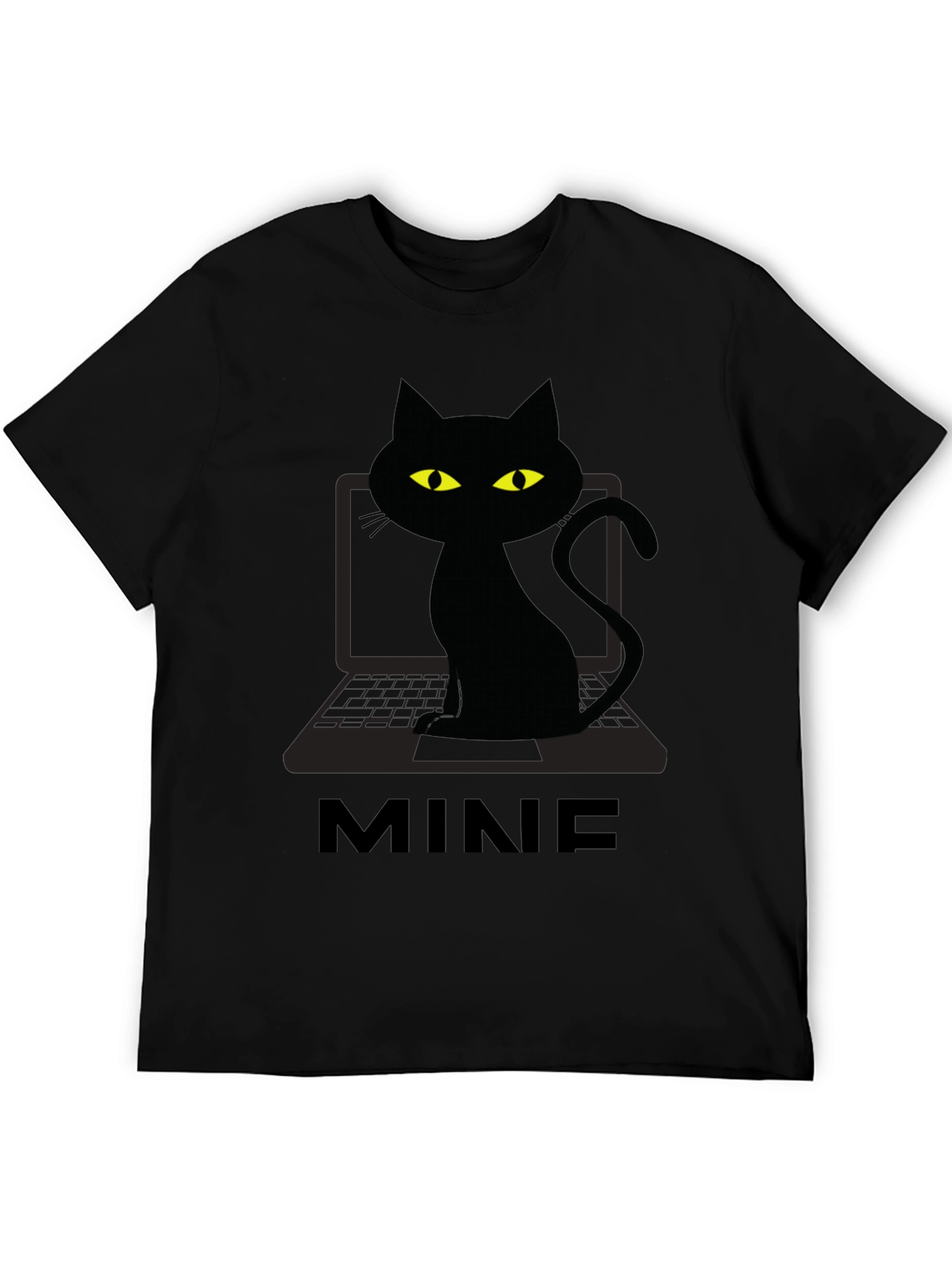 MINE Cat Laptop Graphic Tee - Black