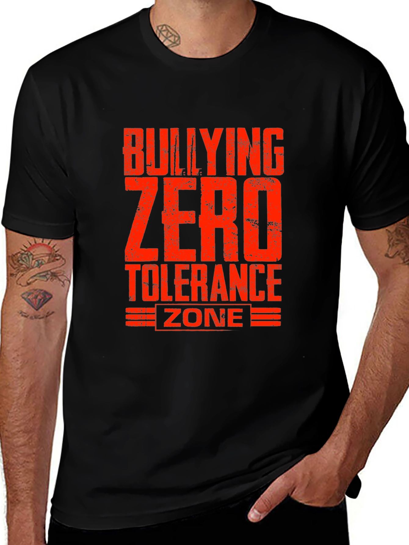 Bullying Zero Tolerance Zone Black T-Shirt