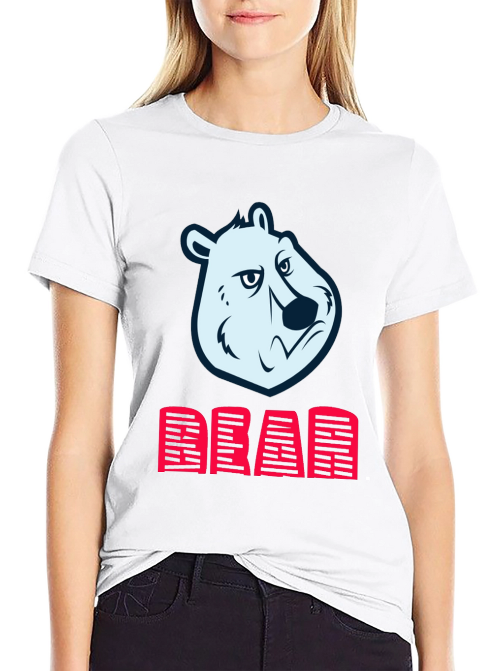 Bear Head Graphic Print T-Shirt - Bold Statement Tee