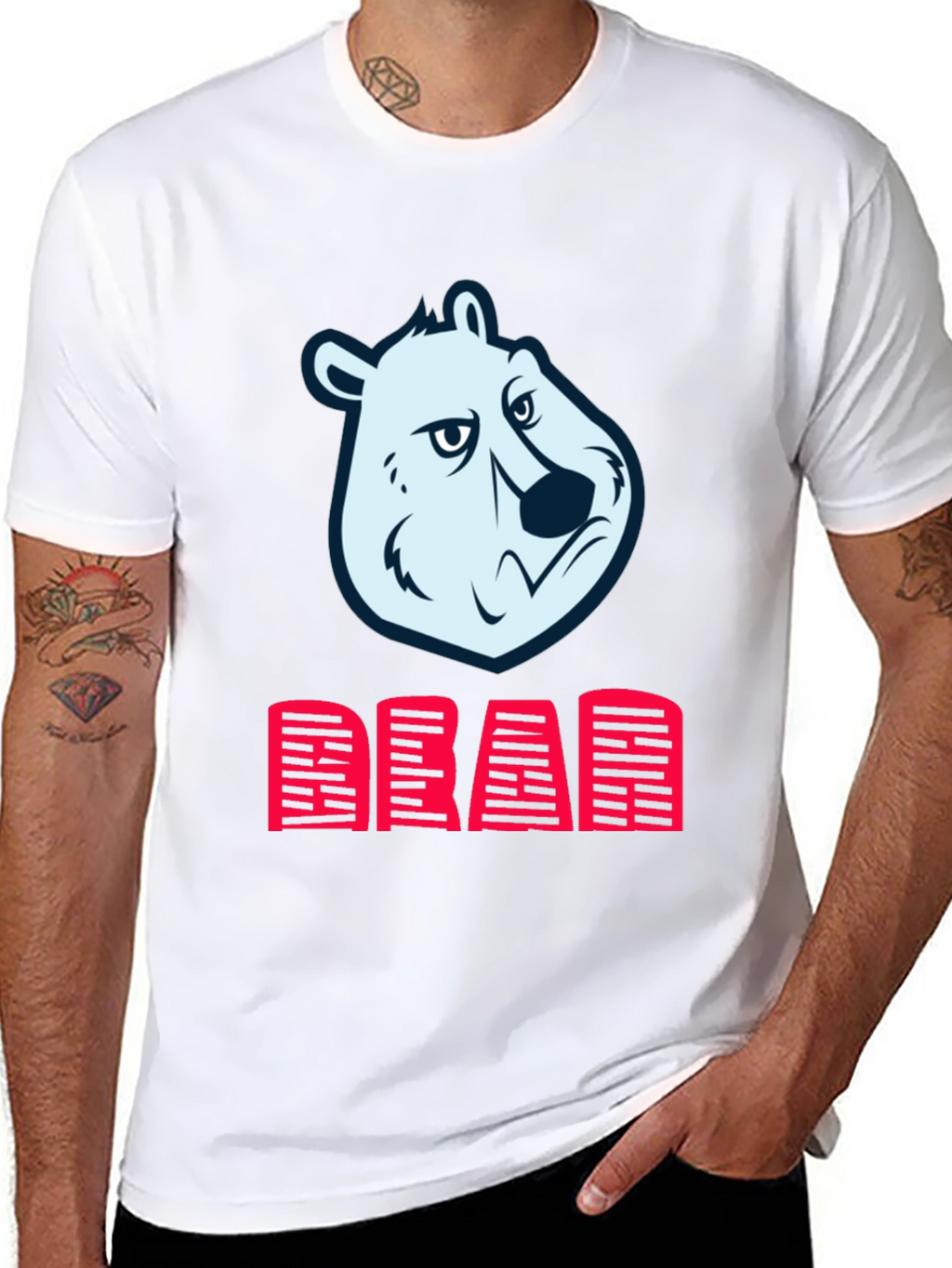 Bear Head Graphic Print T-Shirt - Bold Statement Tee