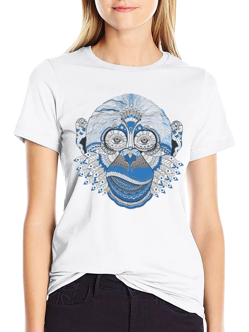 Monkey Face Graphic Black T-Shirt