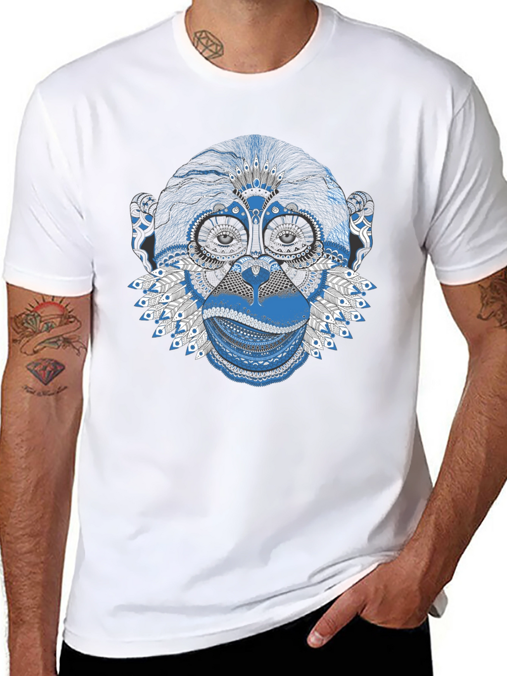 Monkey Face Graphic Black T-Shirt