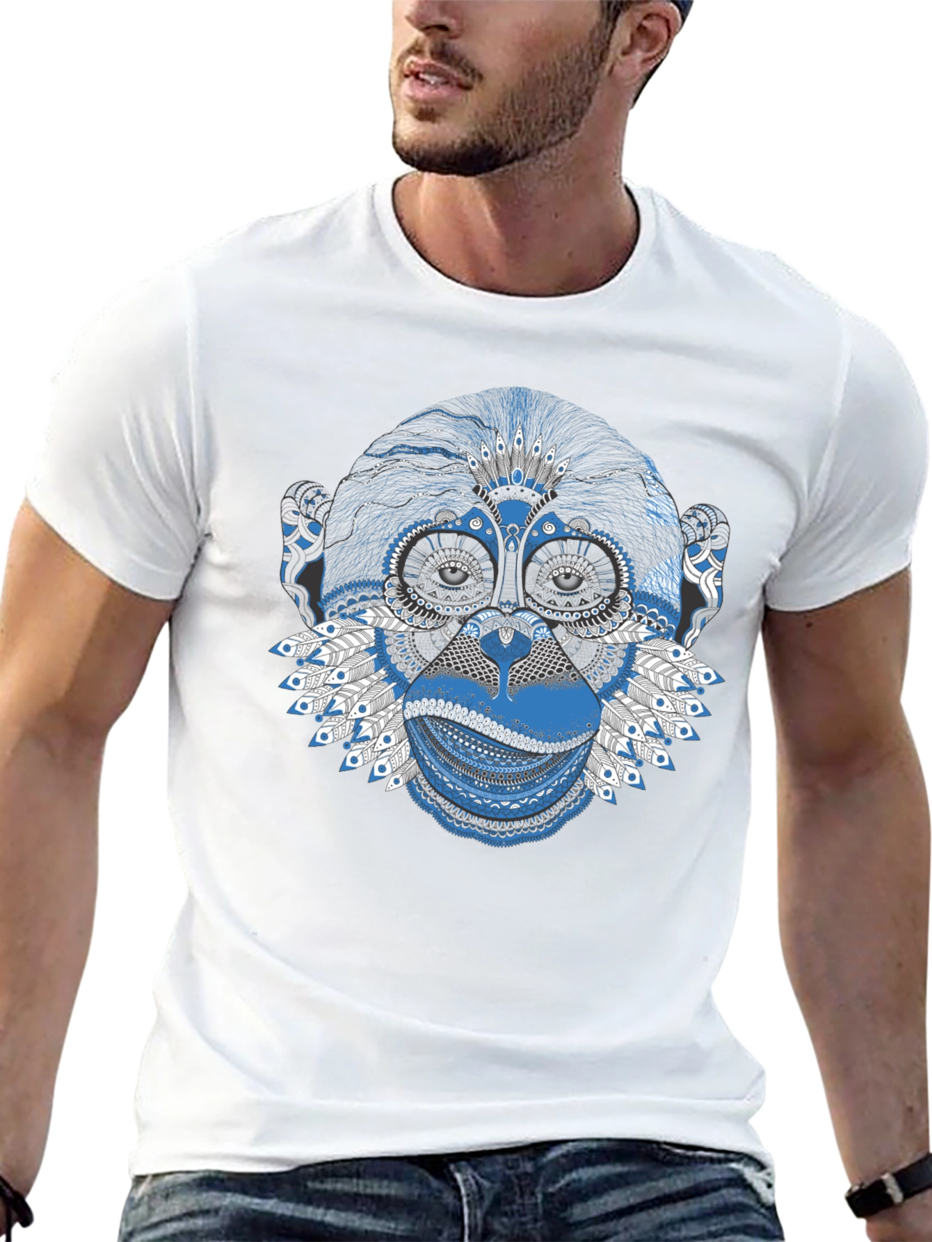 Monkey Face Graphic Black T-Shirt
