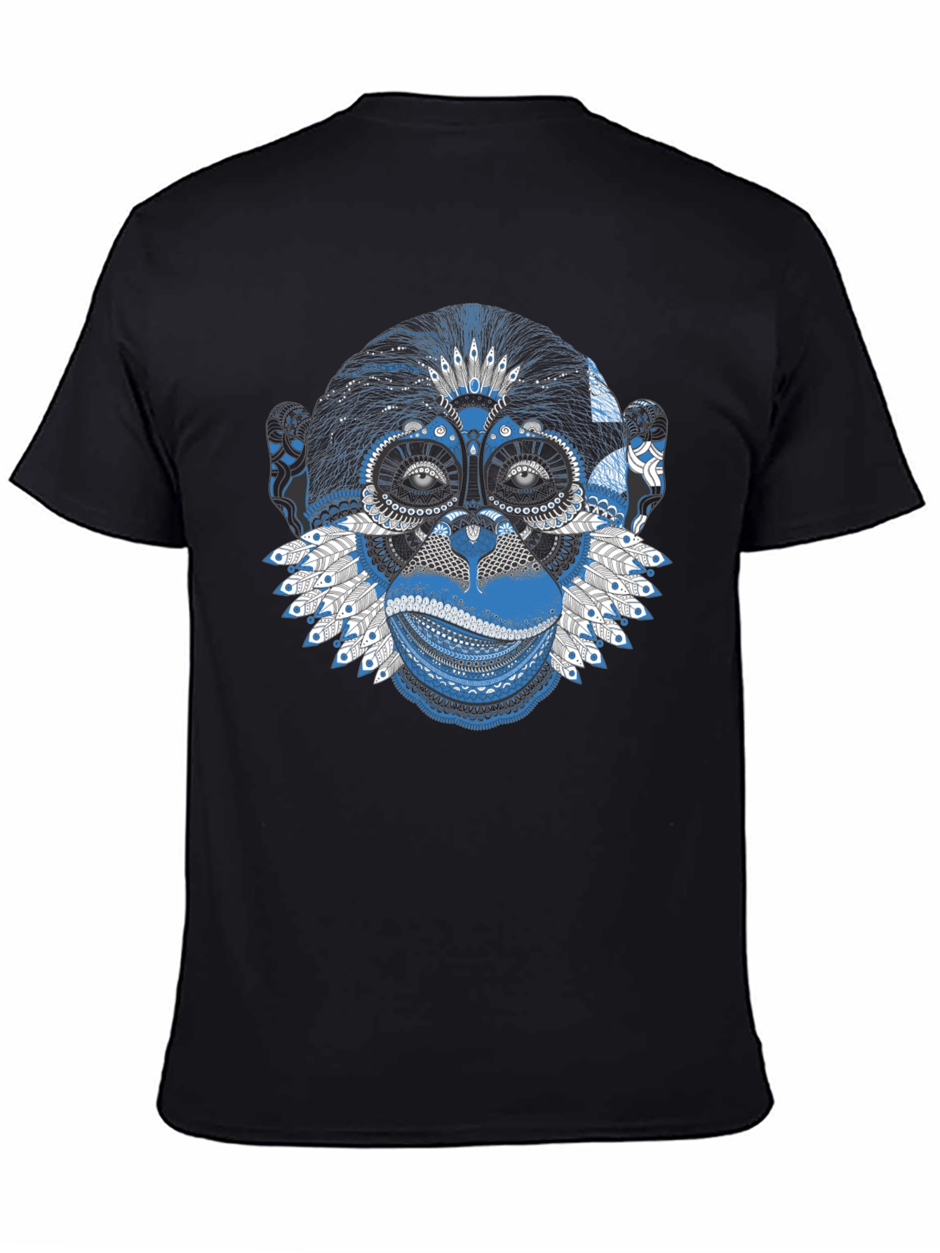 Monkey Face Graphic Black T-Shirt