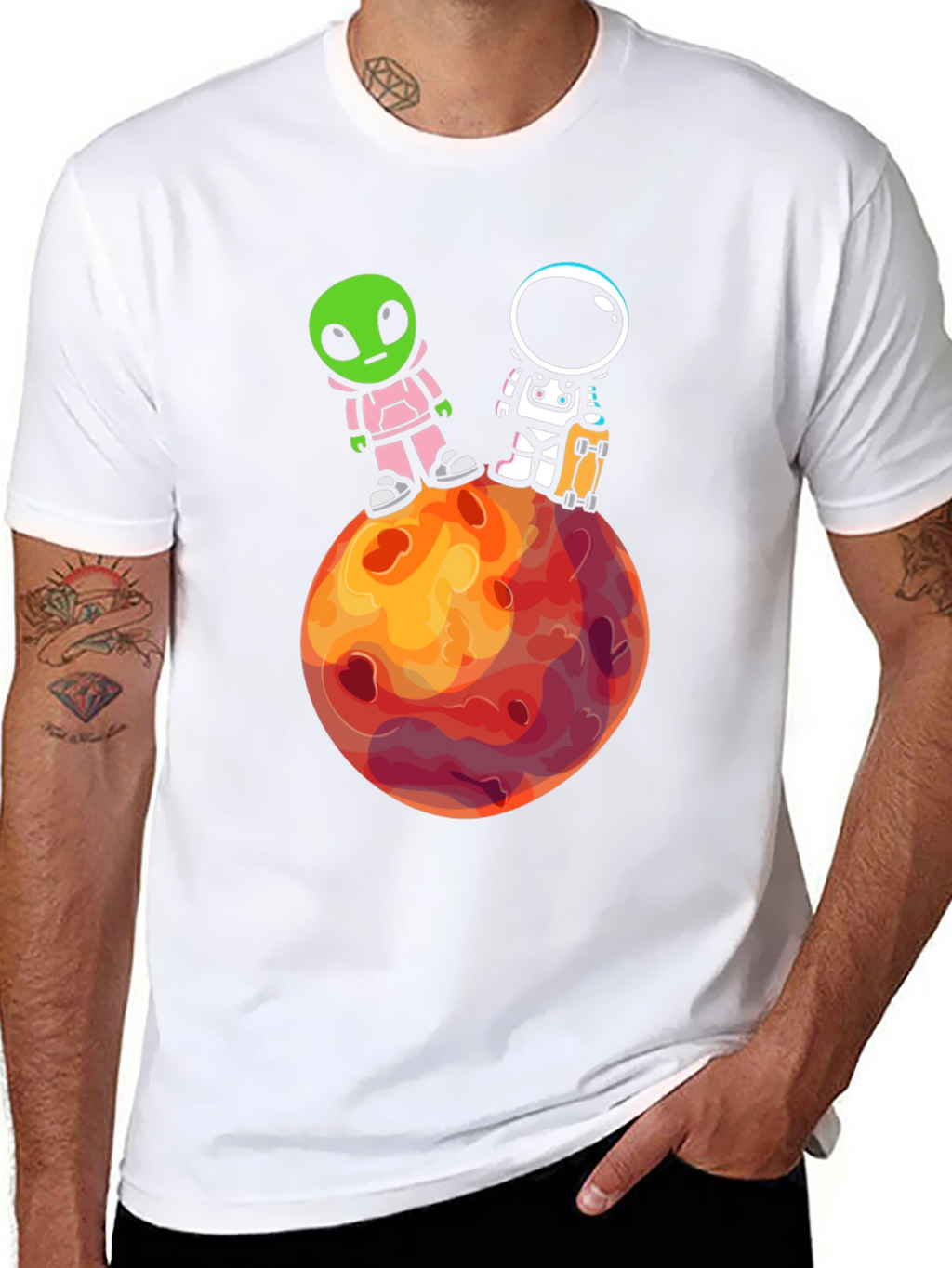 Alien & Astronaut Graphic Tee - Space Adventure
