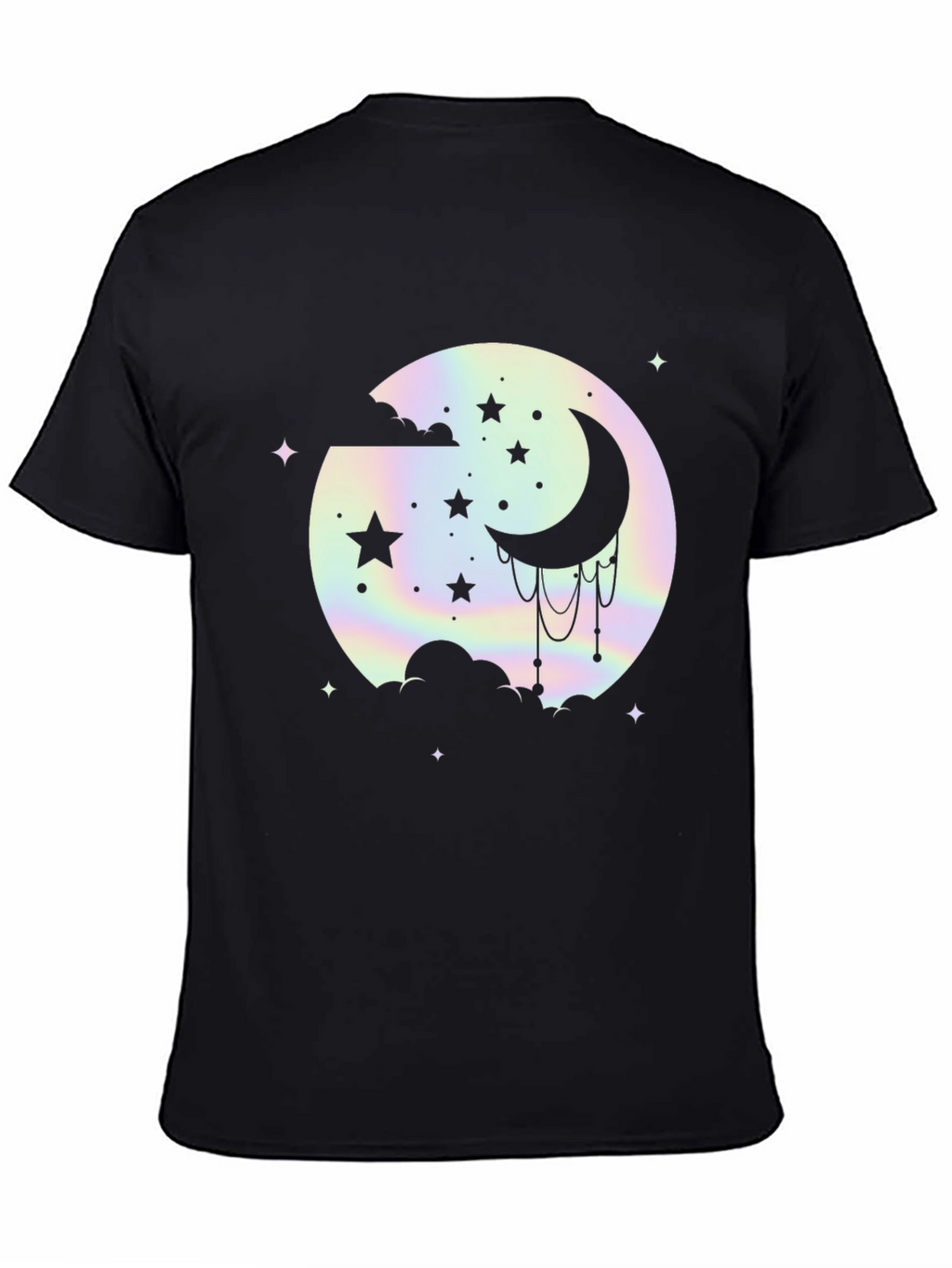 Celestial Moon & Stars Graphic Black T-Shirt