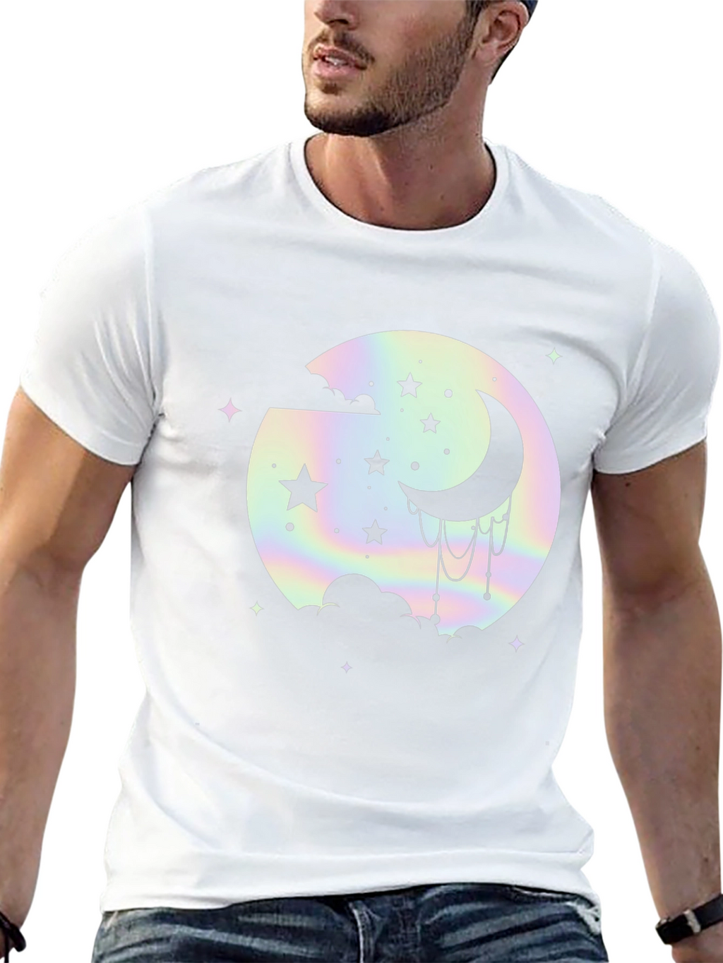 Celestial Moon & Stars Graphic Black T-Shirt