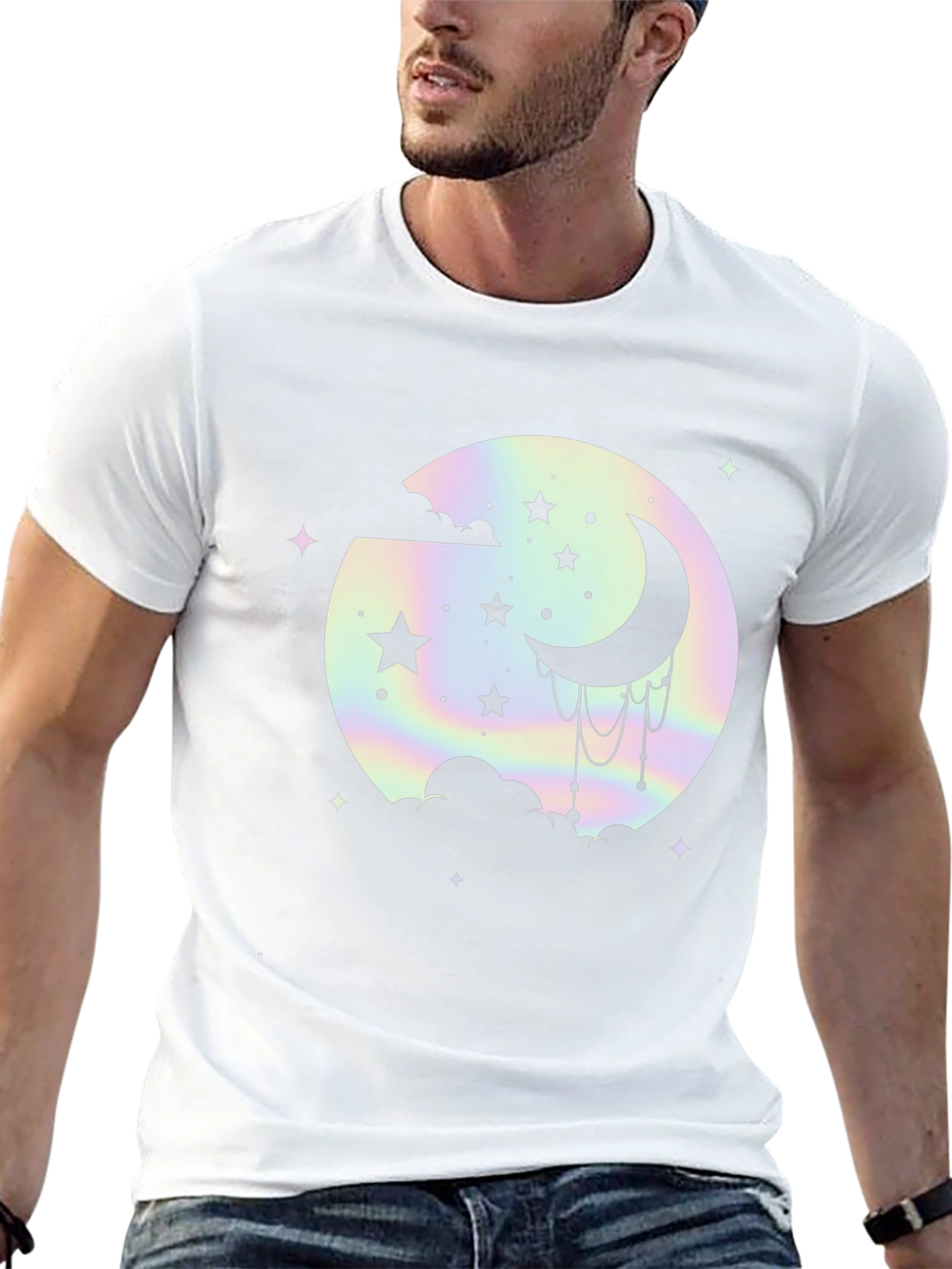 Celestial Moon & Stars Graphic Black T-Shirt