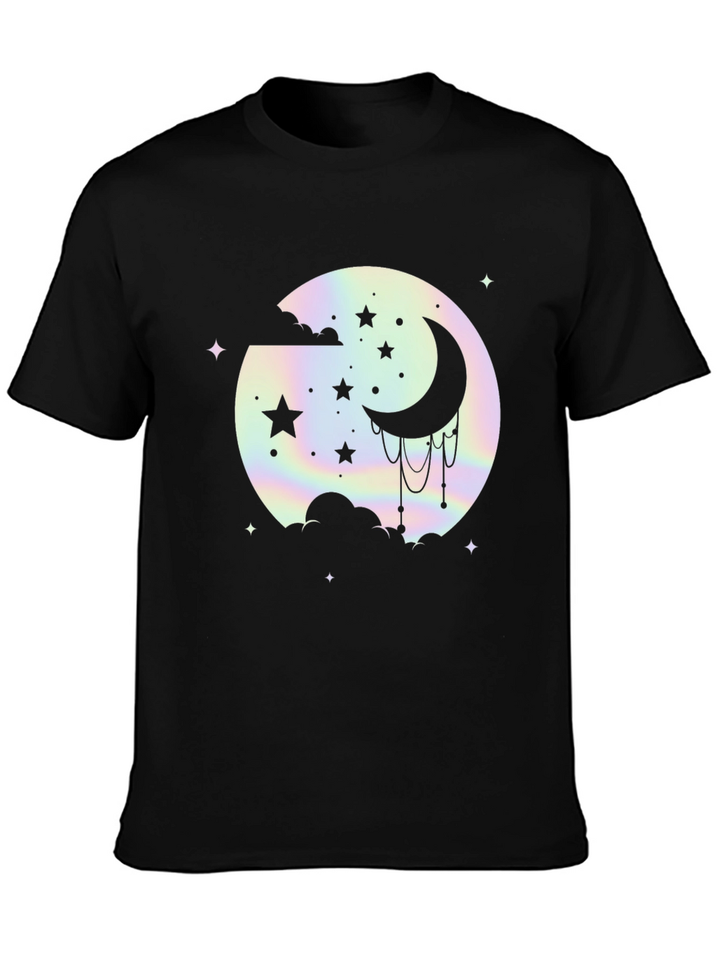 Celestial Moon & Stars Graphic Black T-Shirt