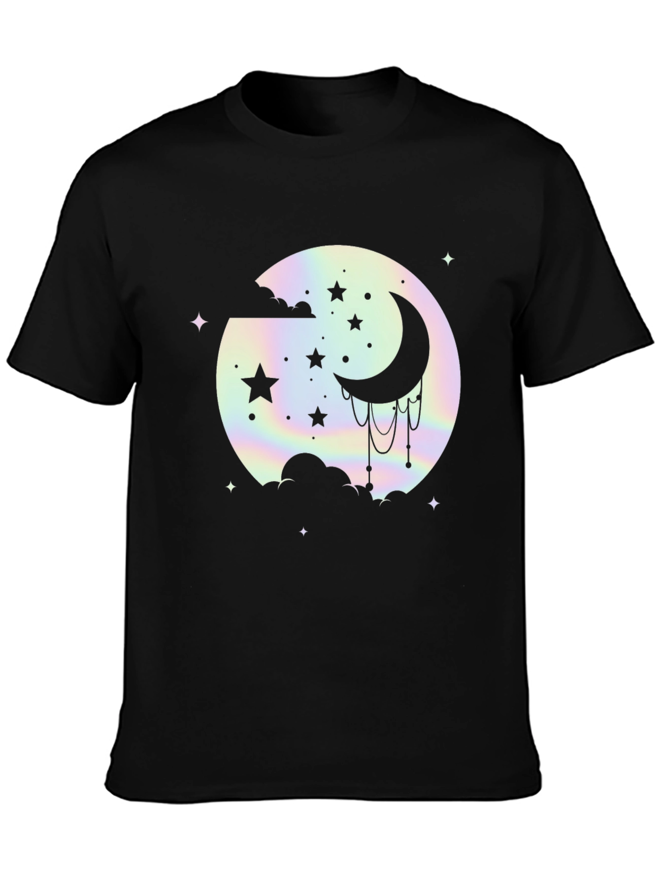 Celestial Moon & Stars Graphic Black T-Shirt