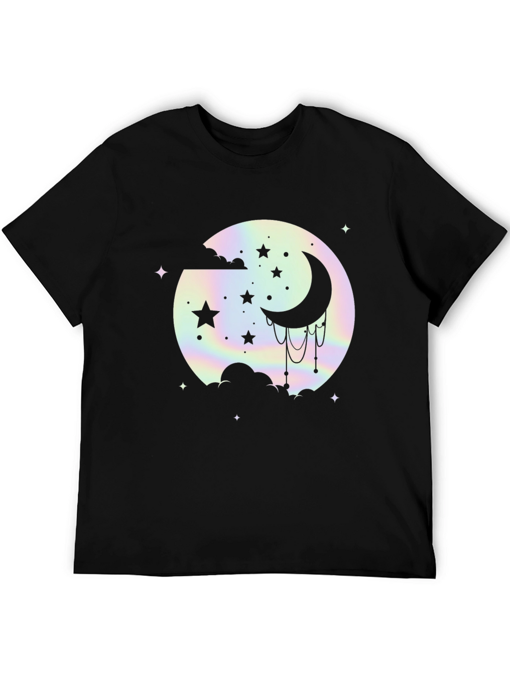 Celestial Moon & Stars Graphic Black T-Shirt