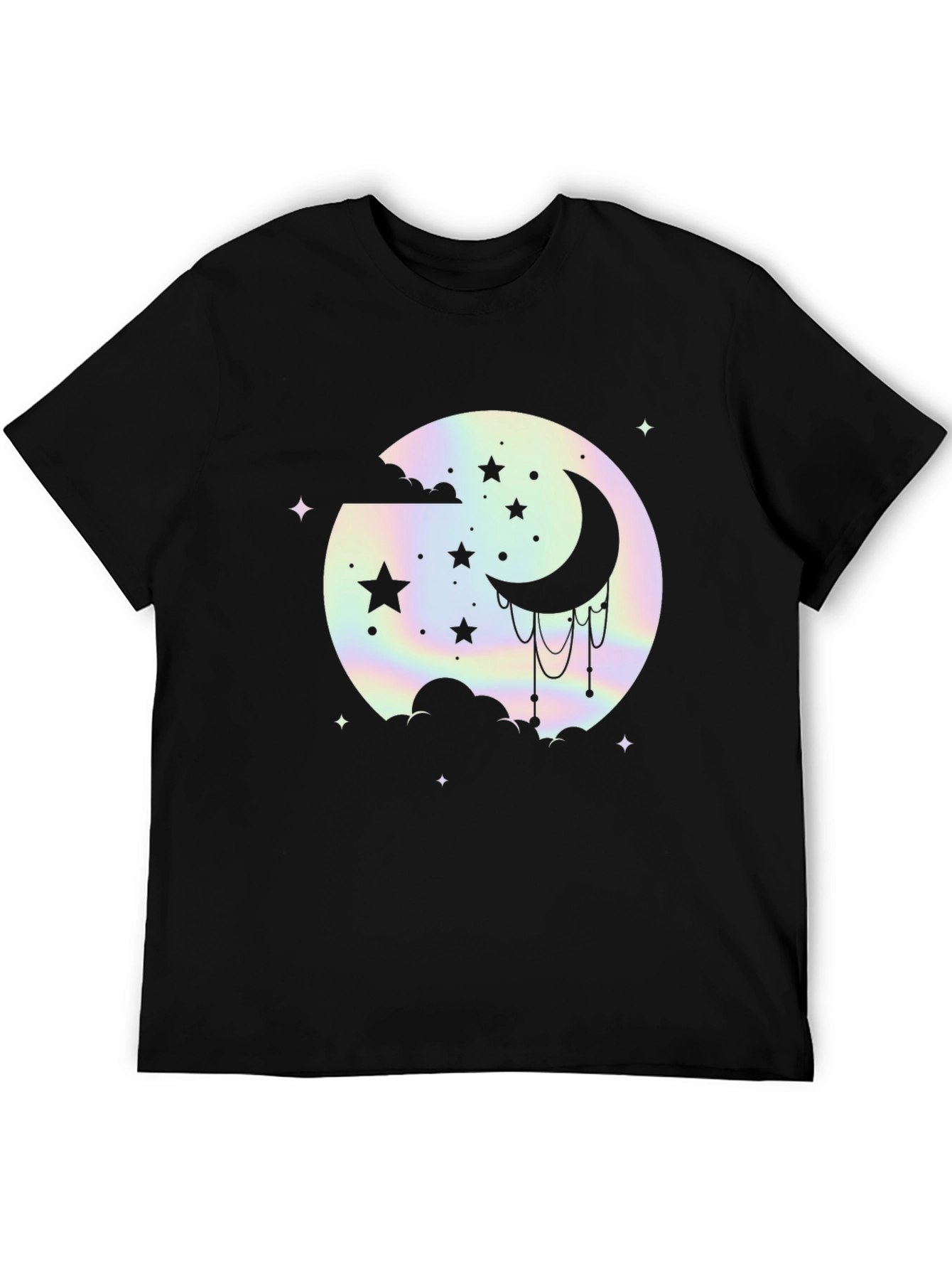 Celestial Moon & Stars Graphic Black T-Shirt