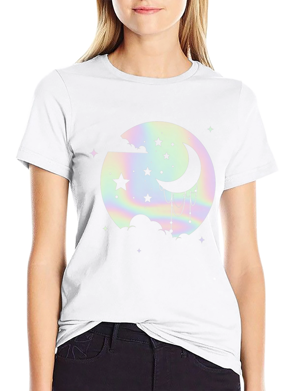Celestial Moon & Stars Graphic Black T-Shirt