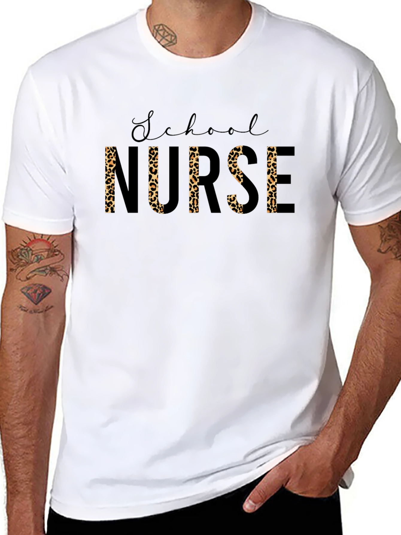School Nurse Leopard Print T-Shirt