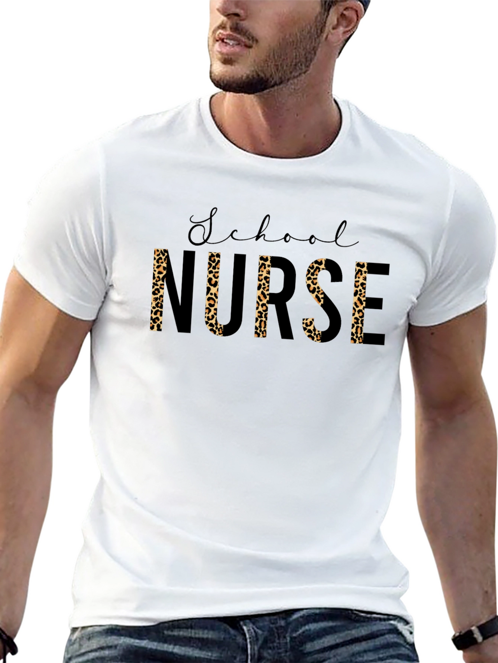 School Nurse Leopard Print T-Shirt