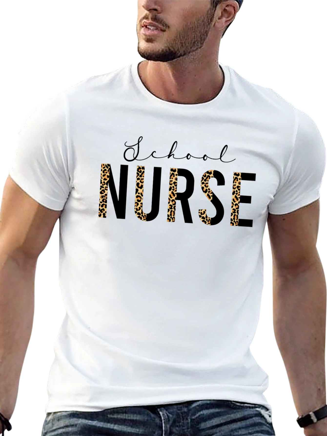 School Nurse Leopard Print T-Shirt
