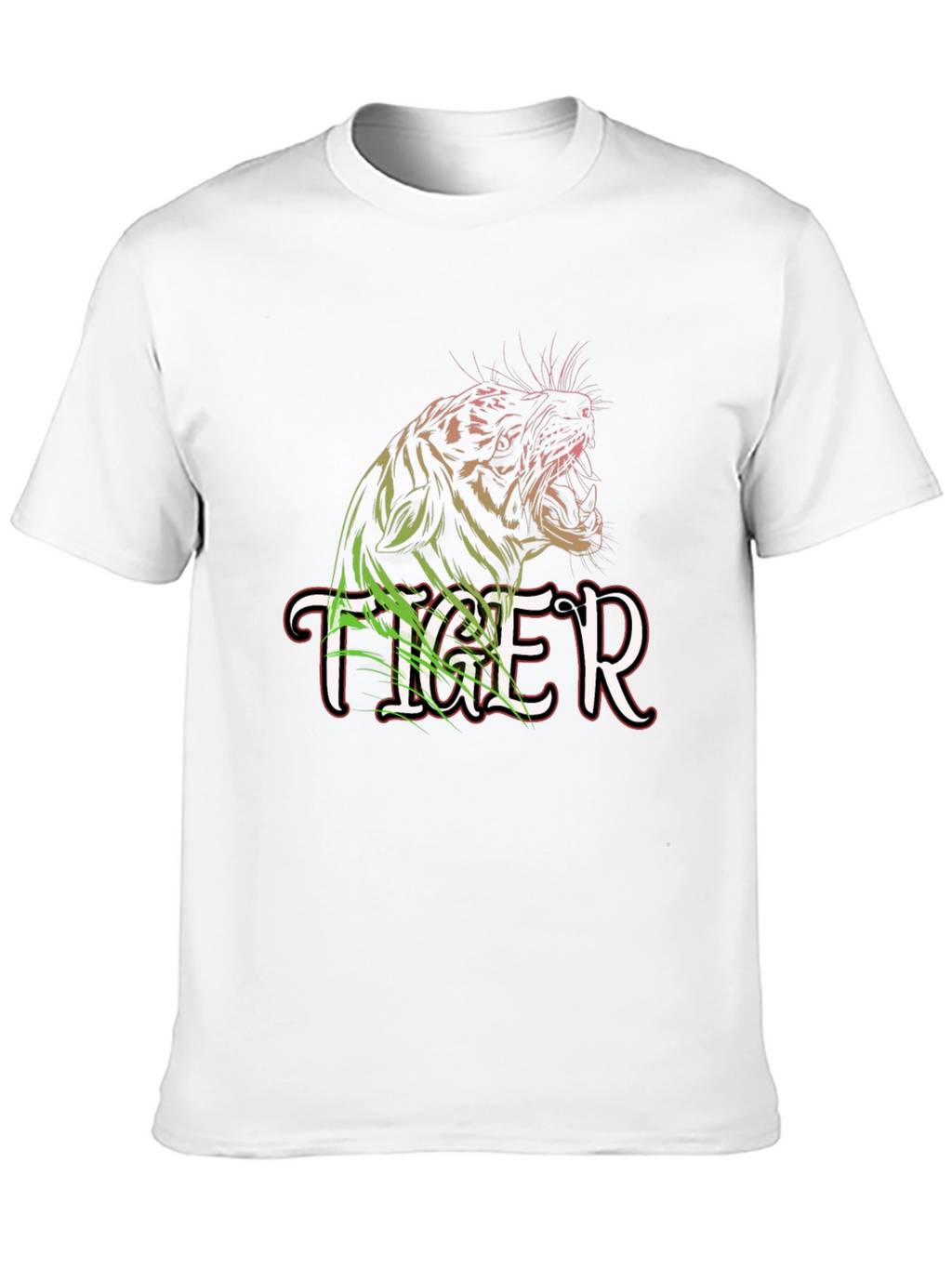 Tiger Graphic Print Black Crew Neck T-Shirt