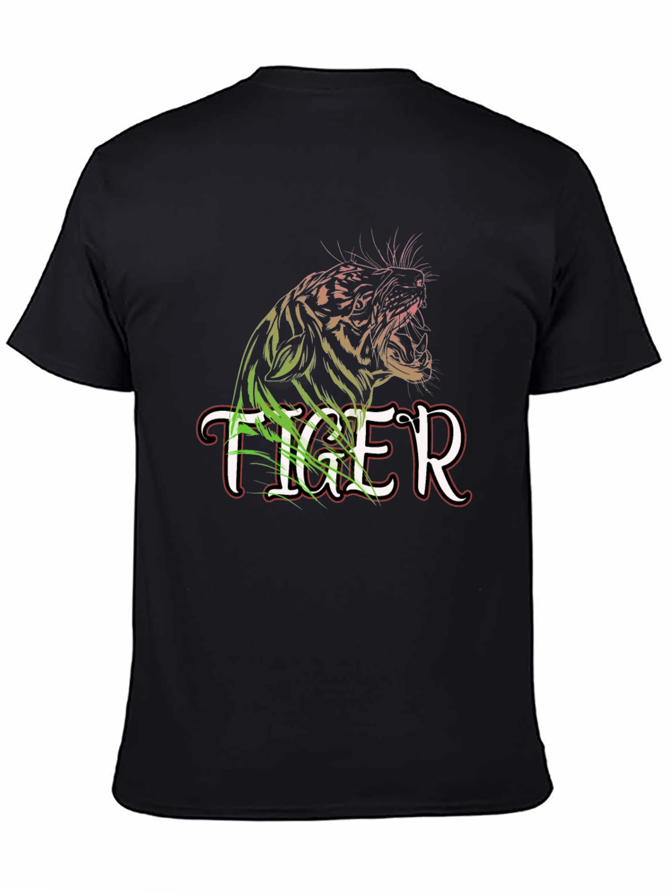 Tiger Graphic Print Black Crew Neck T-Shirt
