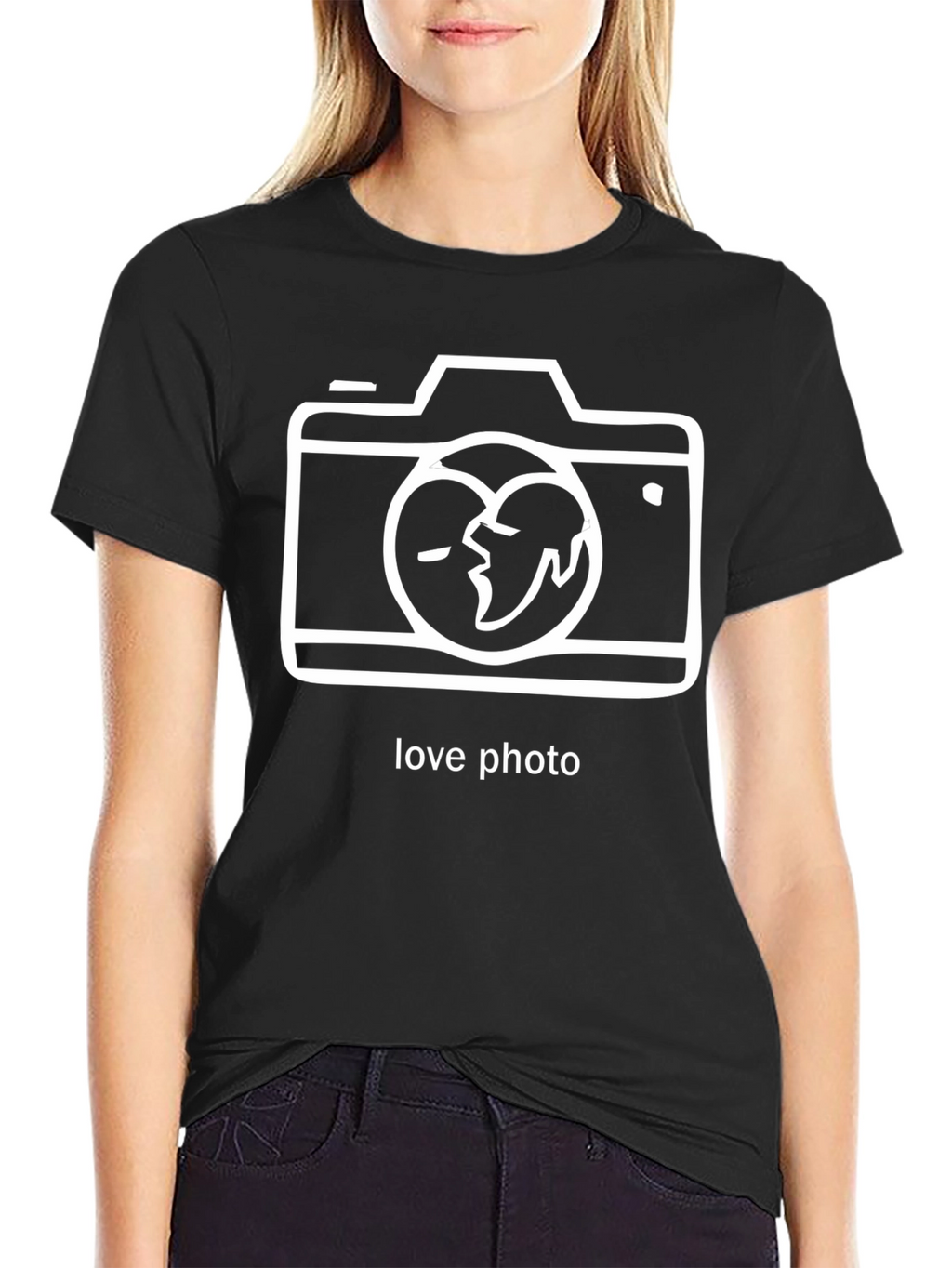 Love Photo Graphic T-Shirt - Black