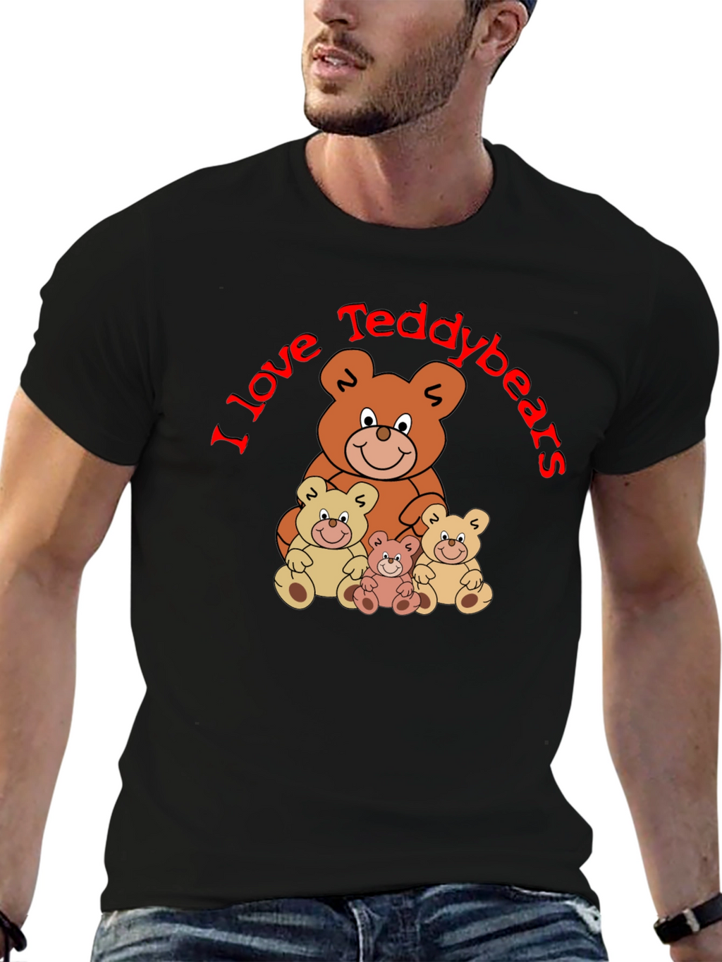 I Love Teddybears Black T-Shirt