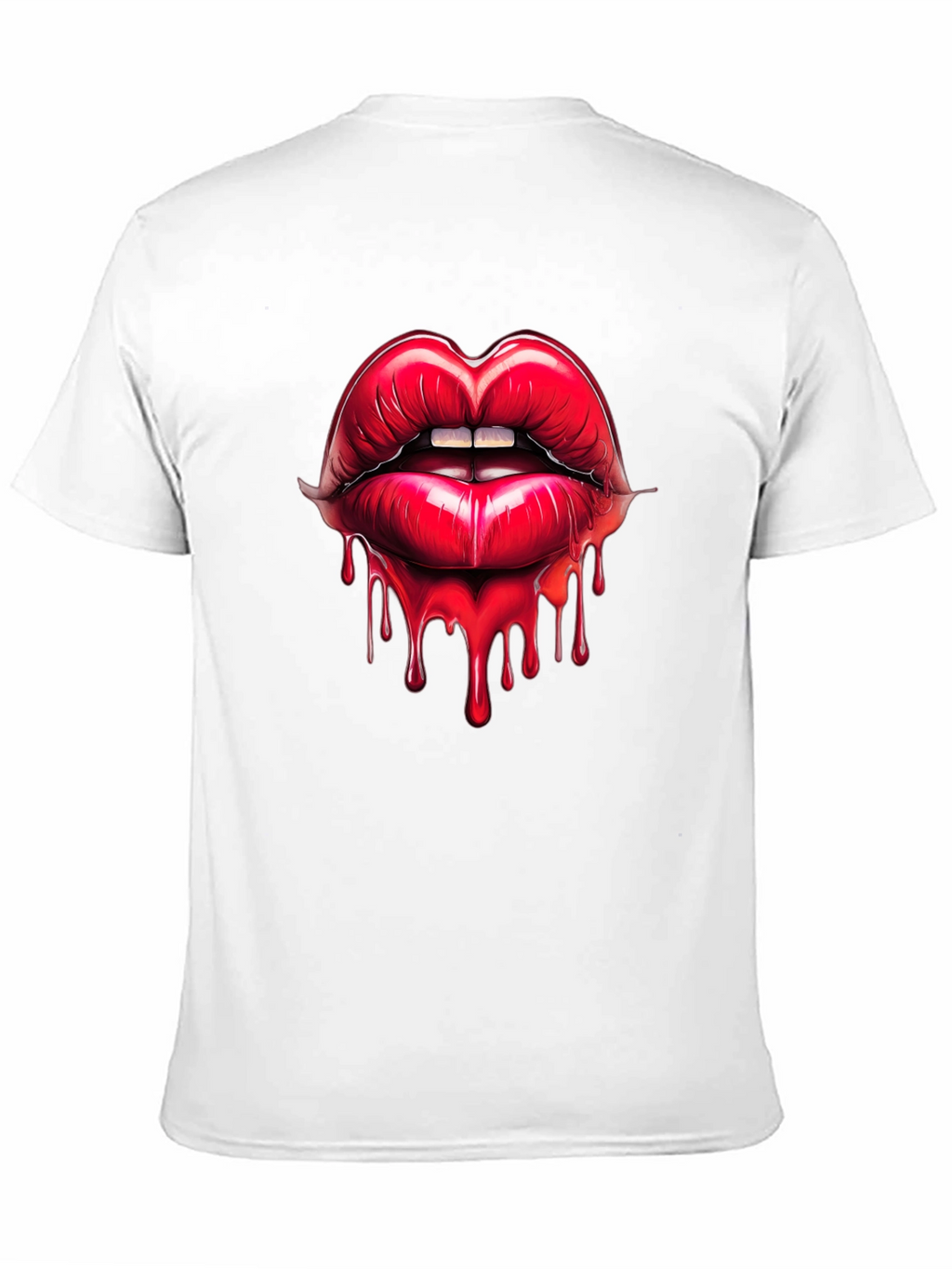Red Lips Drip Graphic Black T-Shirt