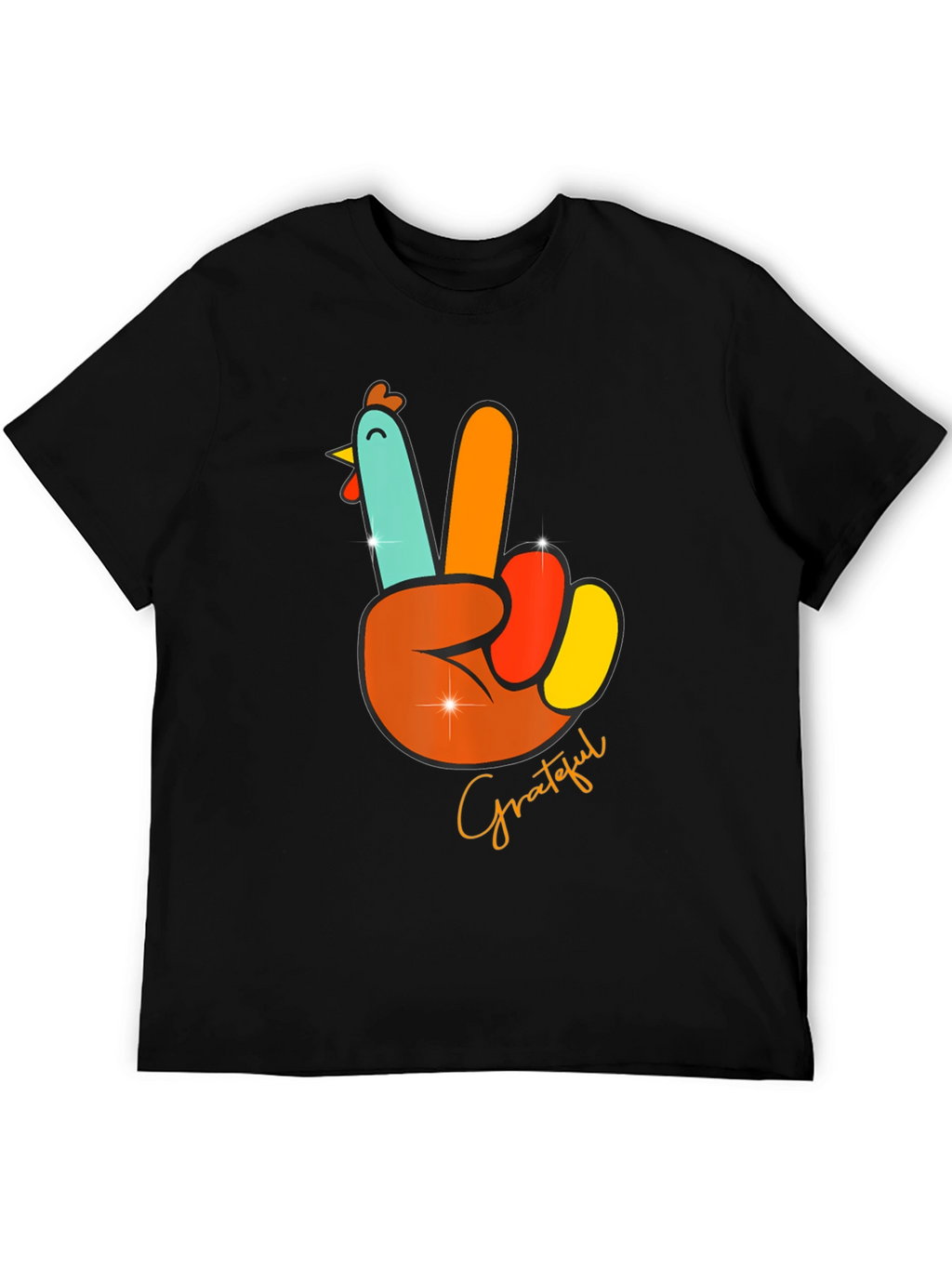 Grateful Turkey Peace Sign Thanksgiving T-Shirt