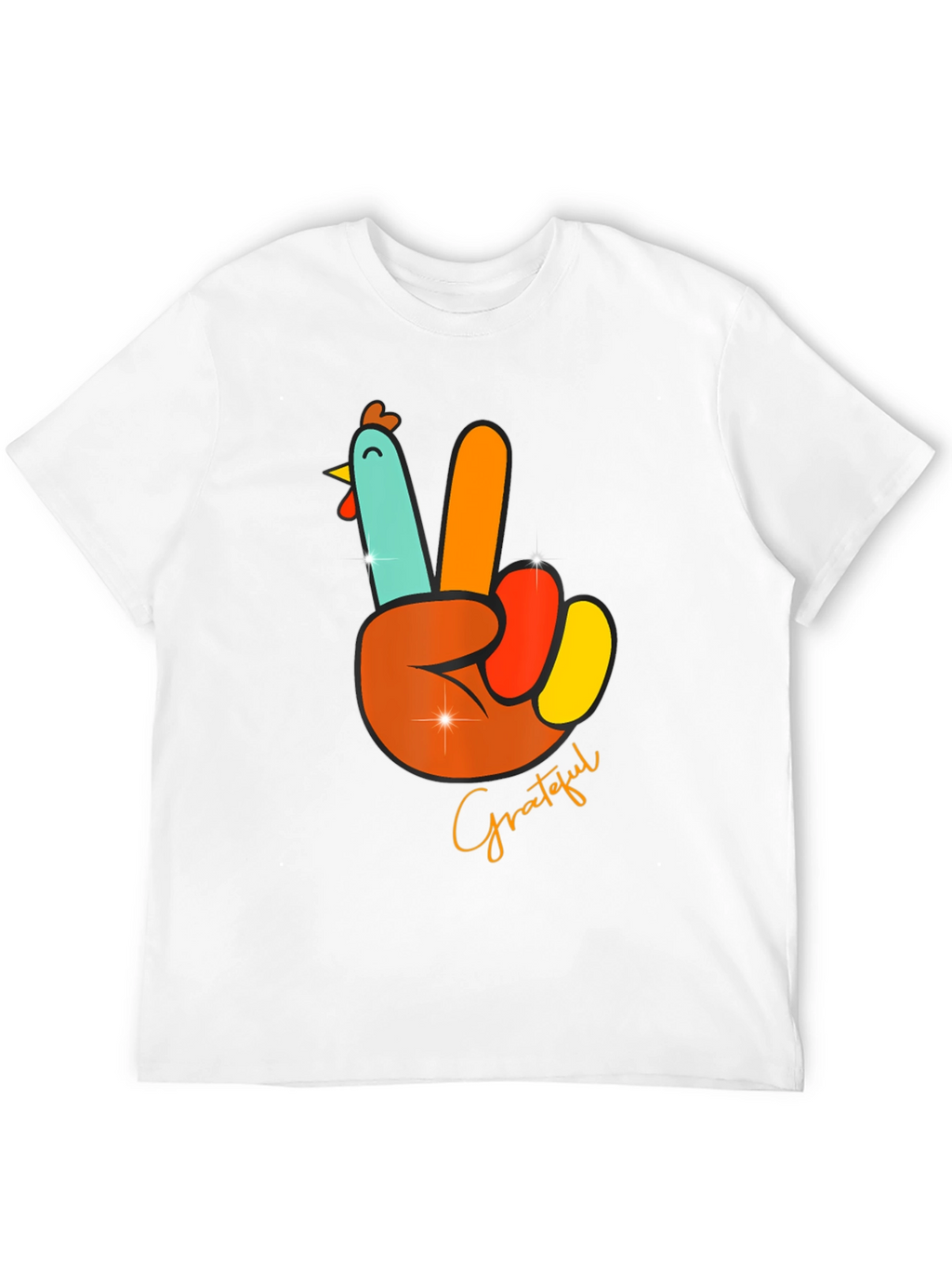Grateful Turkey Peace Sign Thanksgiving T-Shirt