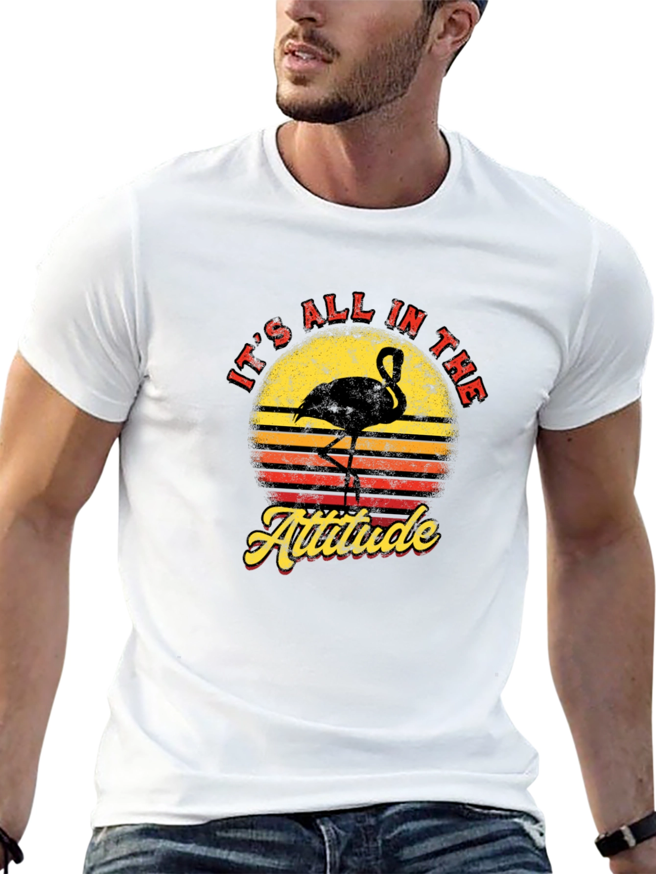 Its All in The Attitude Retro Flamingo Graphic T-Shirt