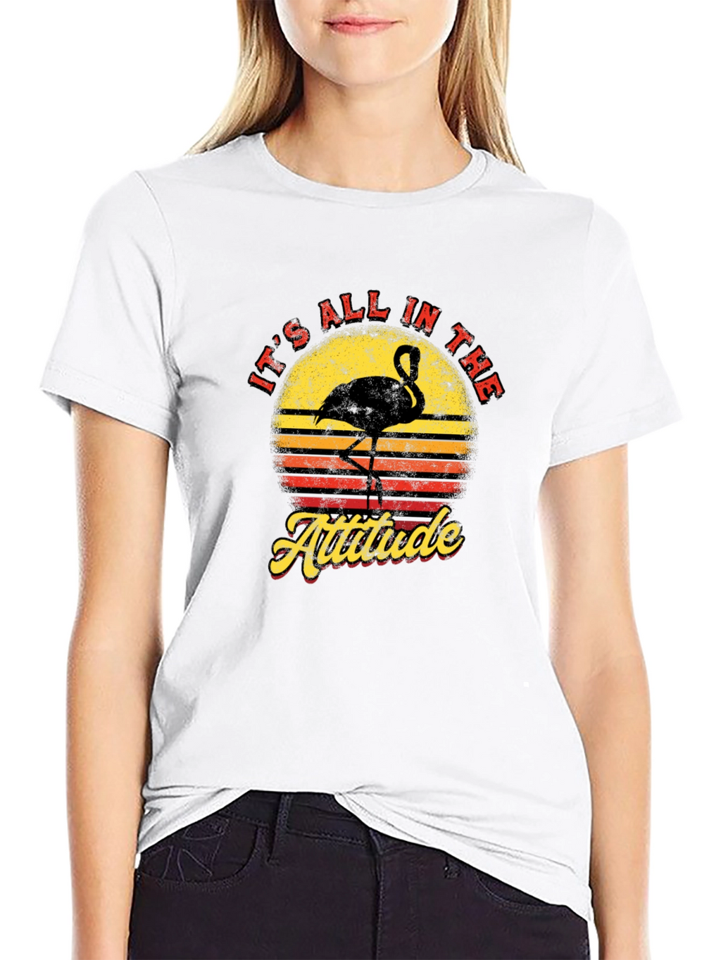 Its All in The Attitude Retro Flamingo Graphic T-Shirt