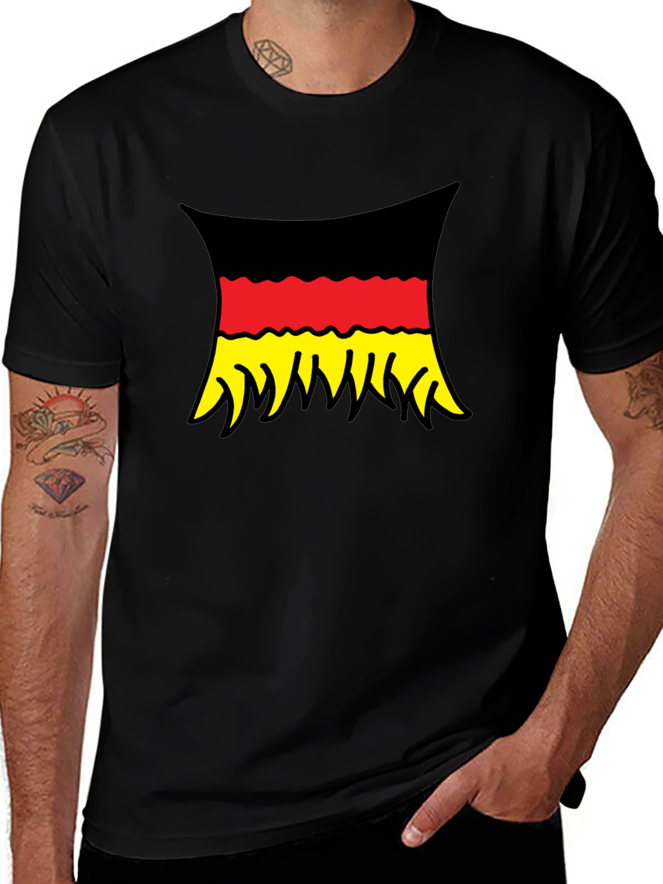 Germany Flag T-Shirt -  Black Crew Neck Tee