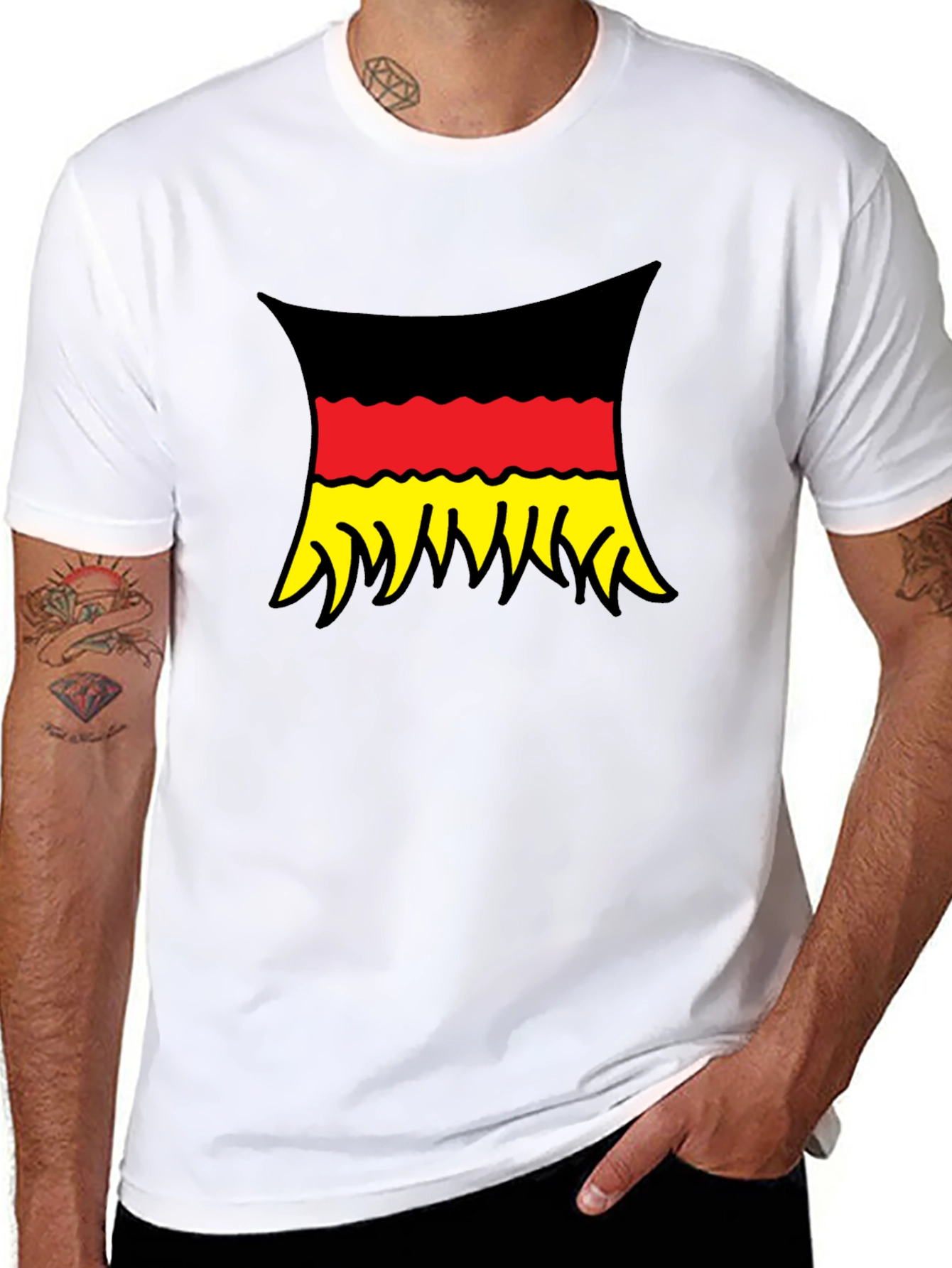 Germany Flag T-Shirt -  Black Crew Neck Tee