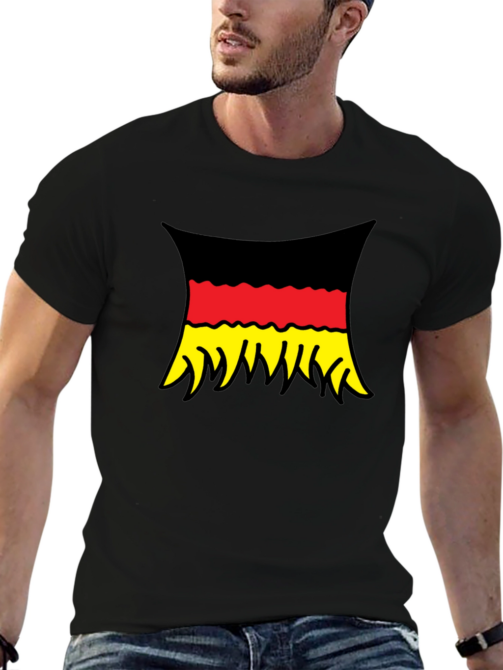 Germany Flag T-Shirt -  Black Crew Neck Tee