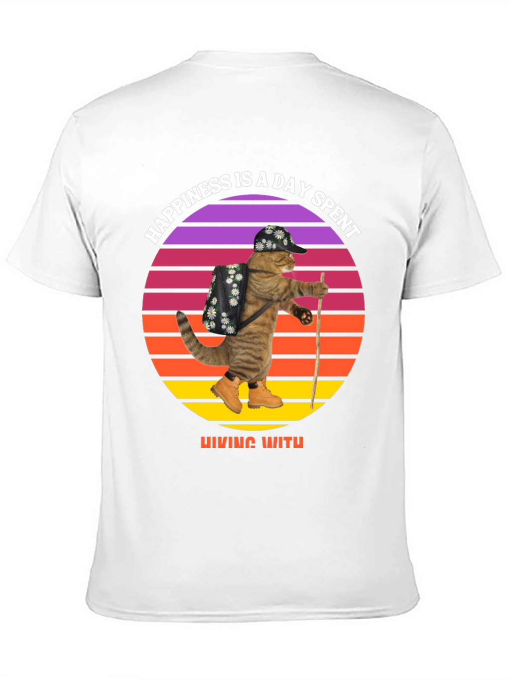 Hiking Cat T-Shirt: Happiness is a Day Spent Hiking