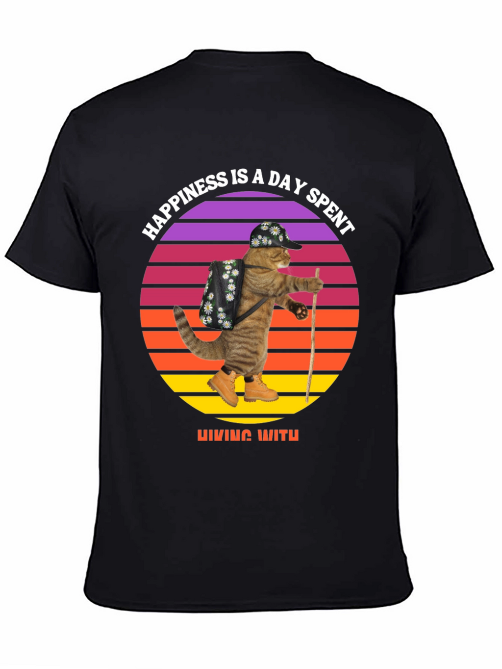 Hiking Cat T-Shirt: Happiness is a Day Spent Hiking