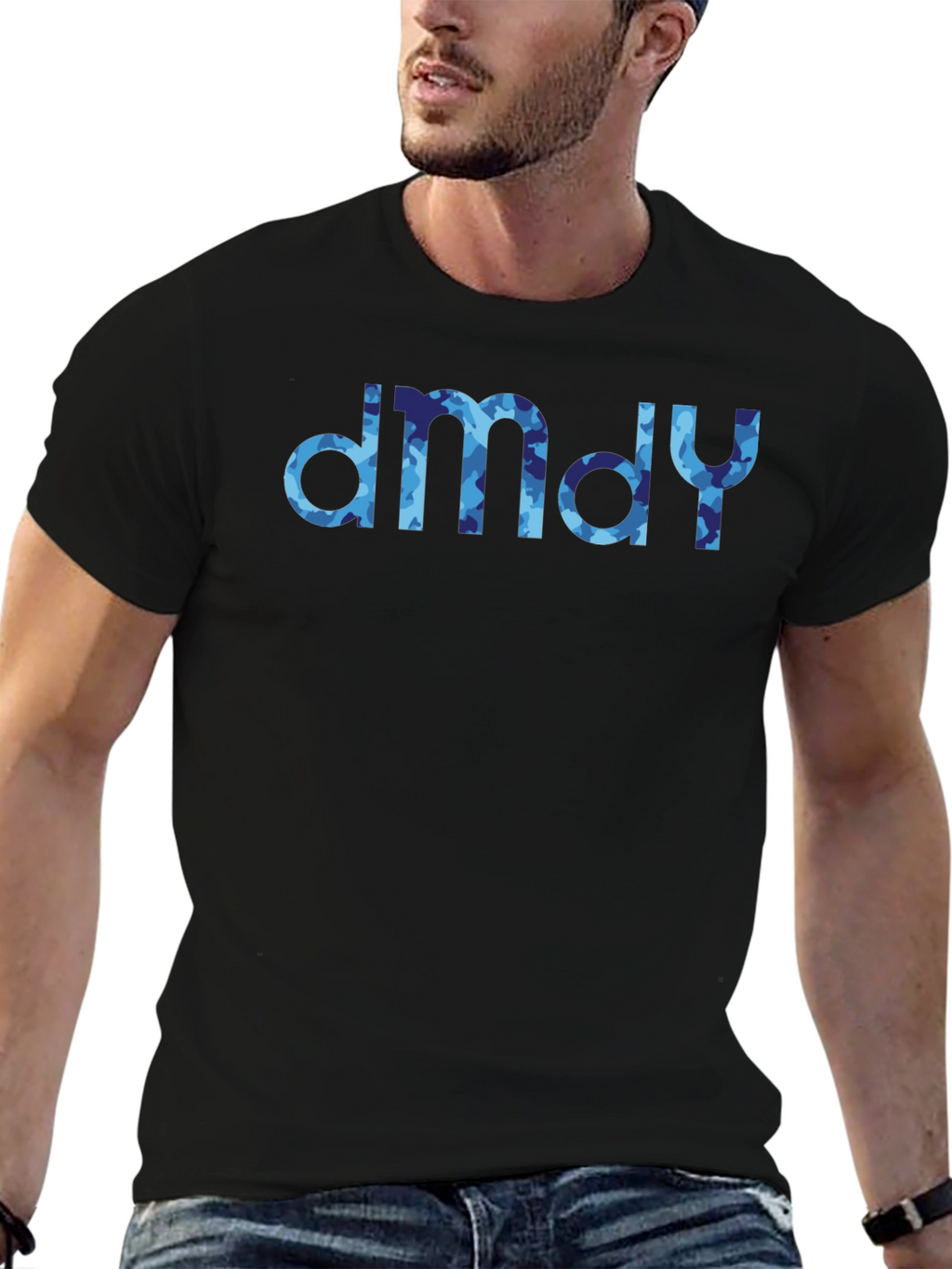 dmdy Camouflage Print Black T-Shirt