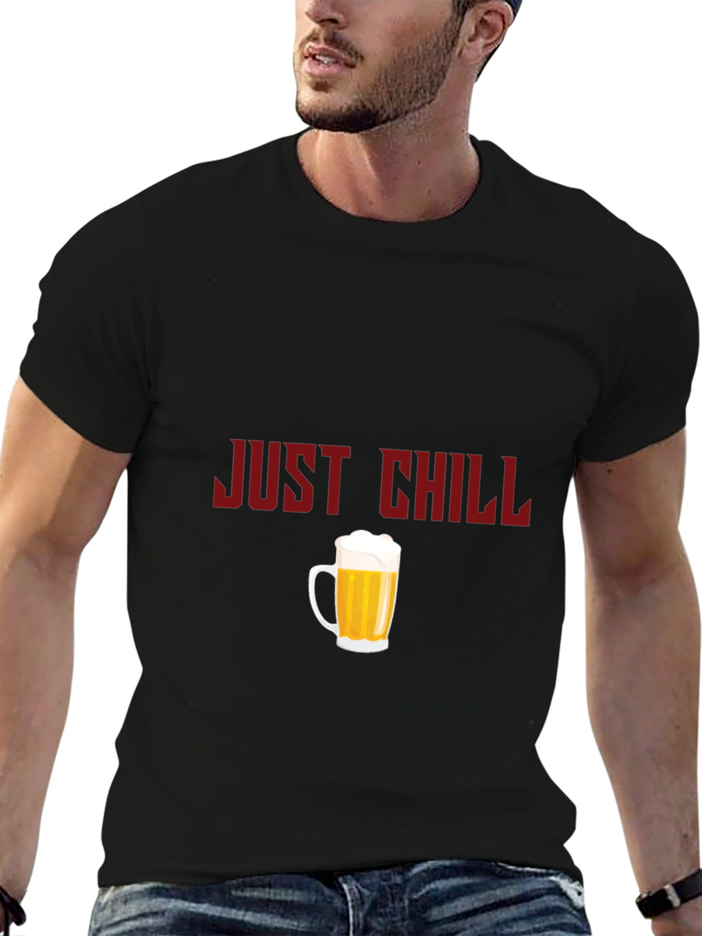 Just Chill Beer Graphic Tee - Black