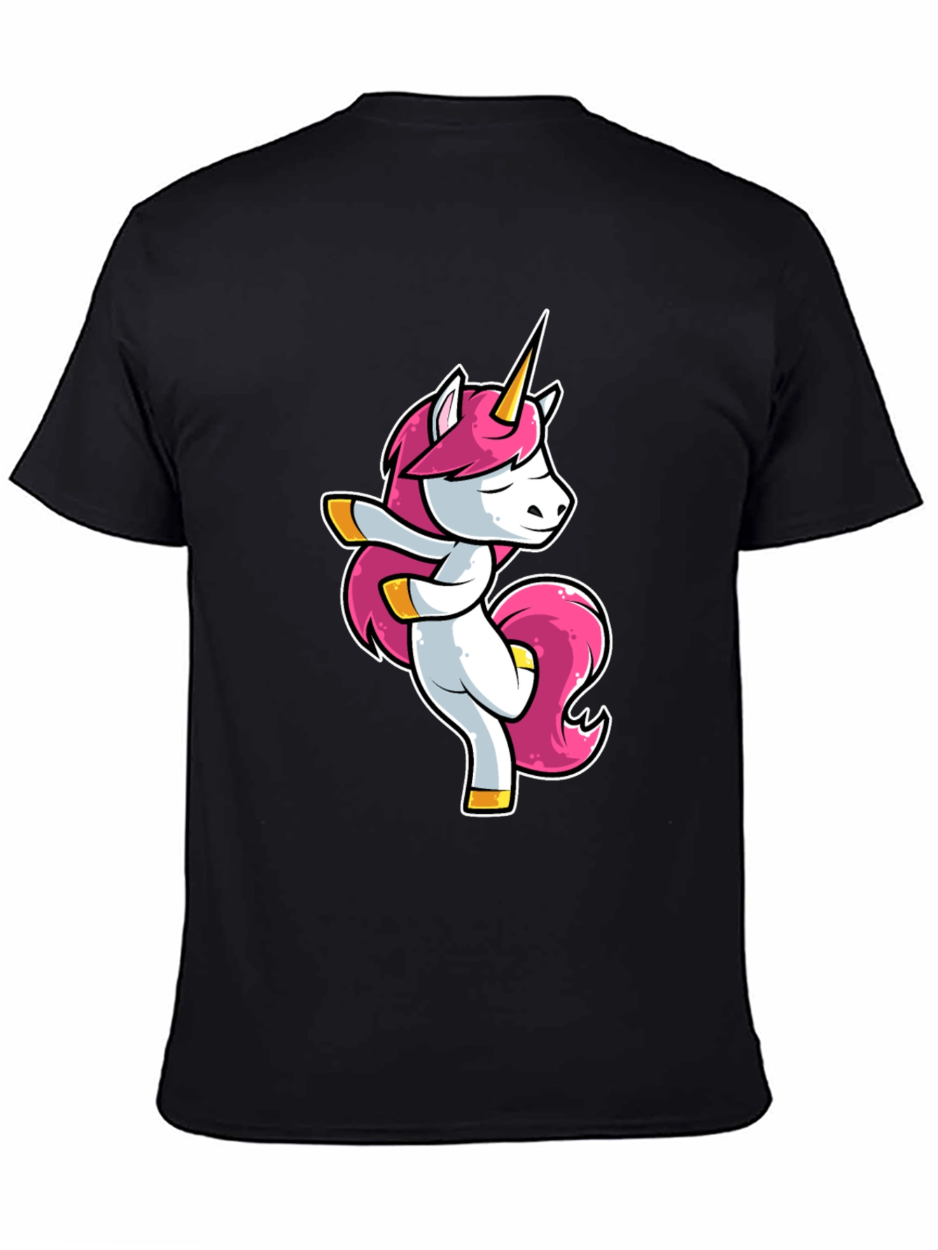 Dabbing Unicorn Graphic Tee - Black Cotton T-Shirt