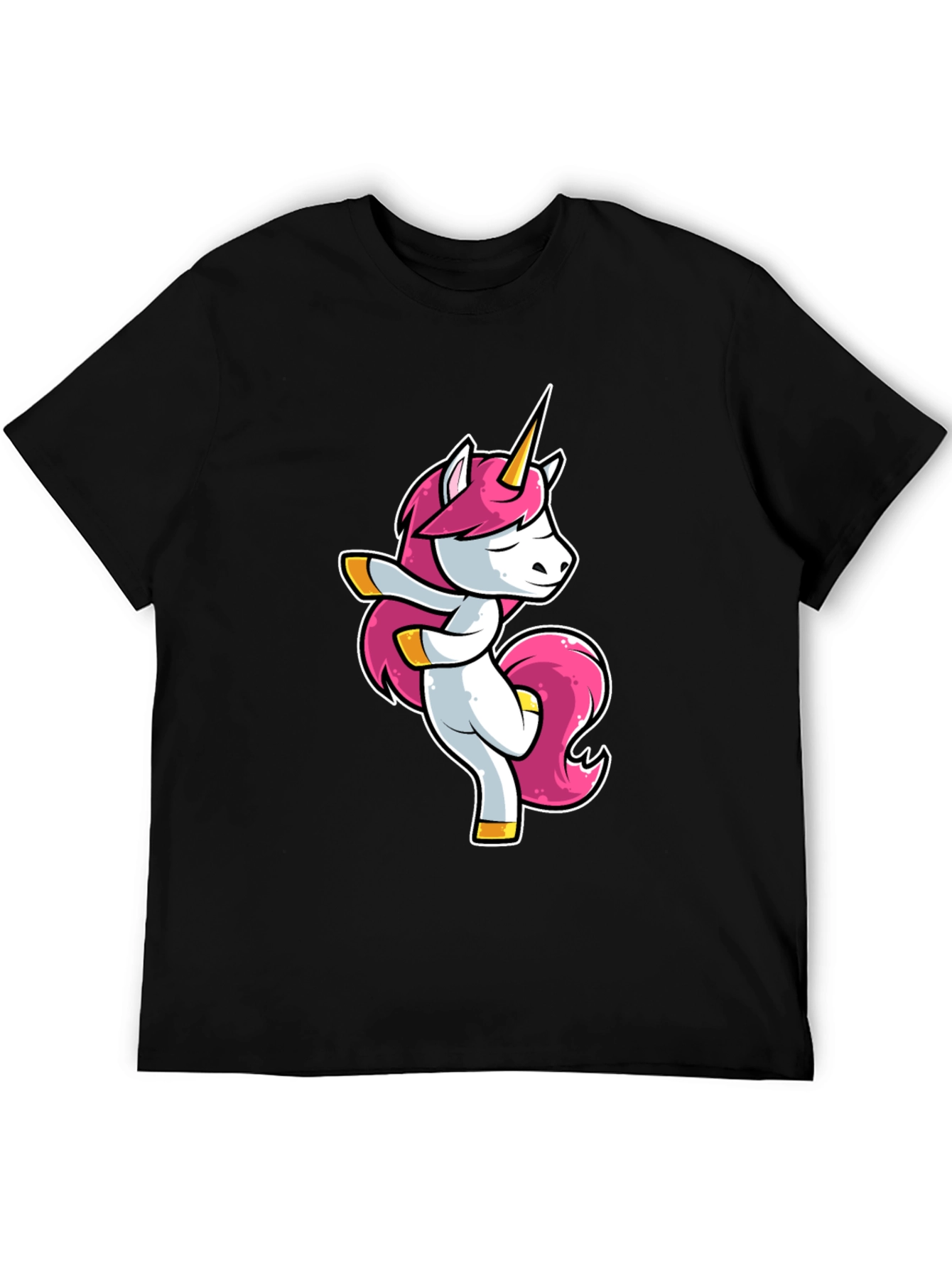 Dabbing Unicorn Graphic Tee - Black Cotton T-Shirt